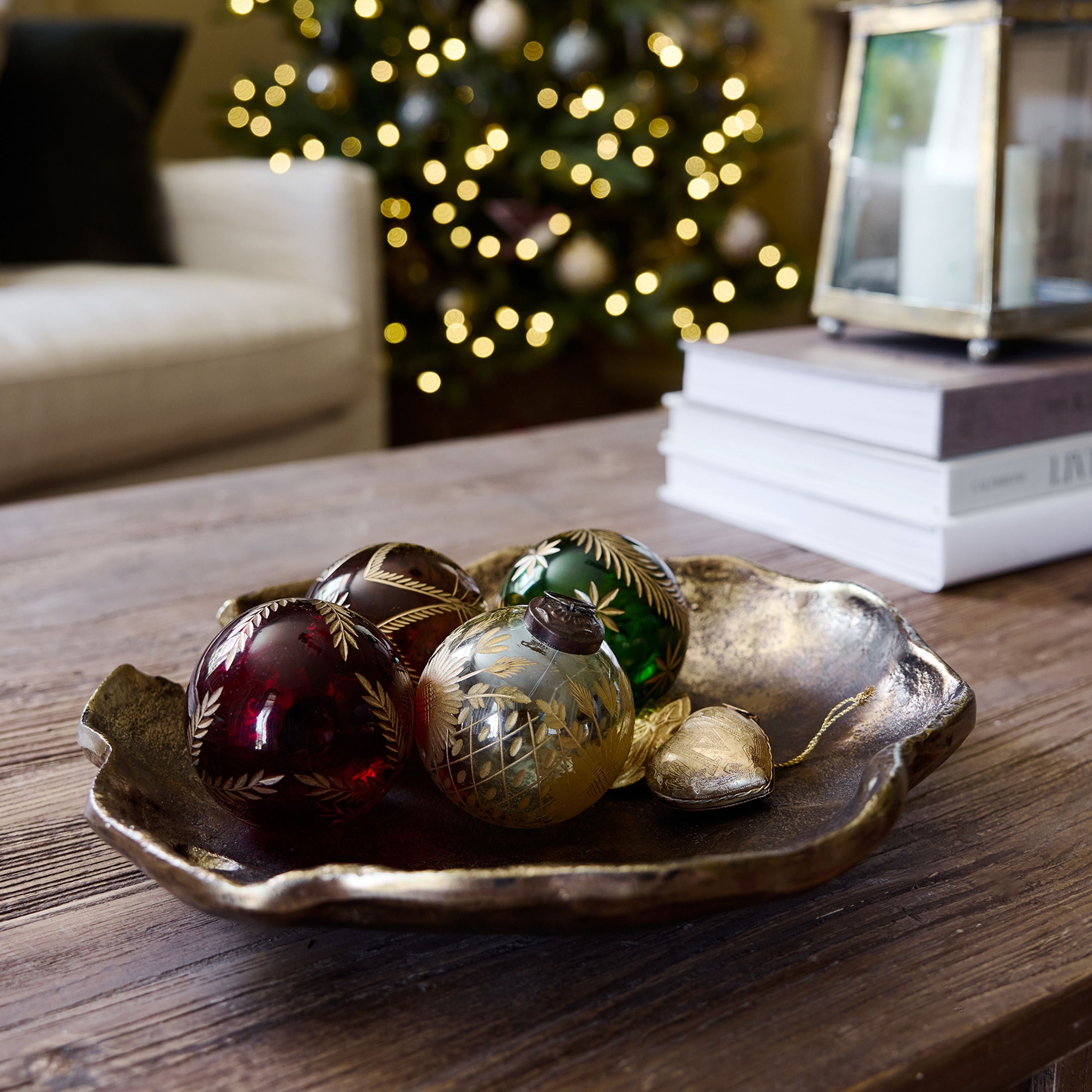 French Country Amina Glass Bauble Red and Gold