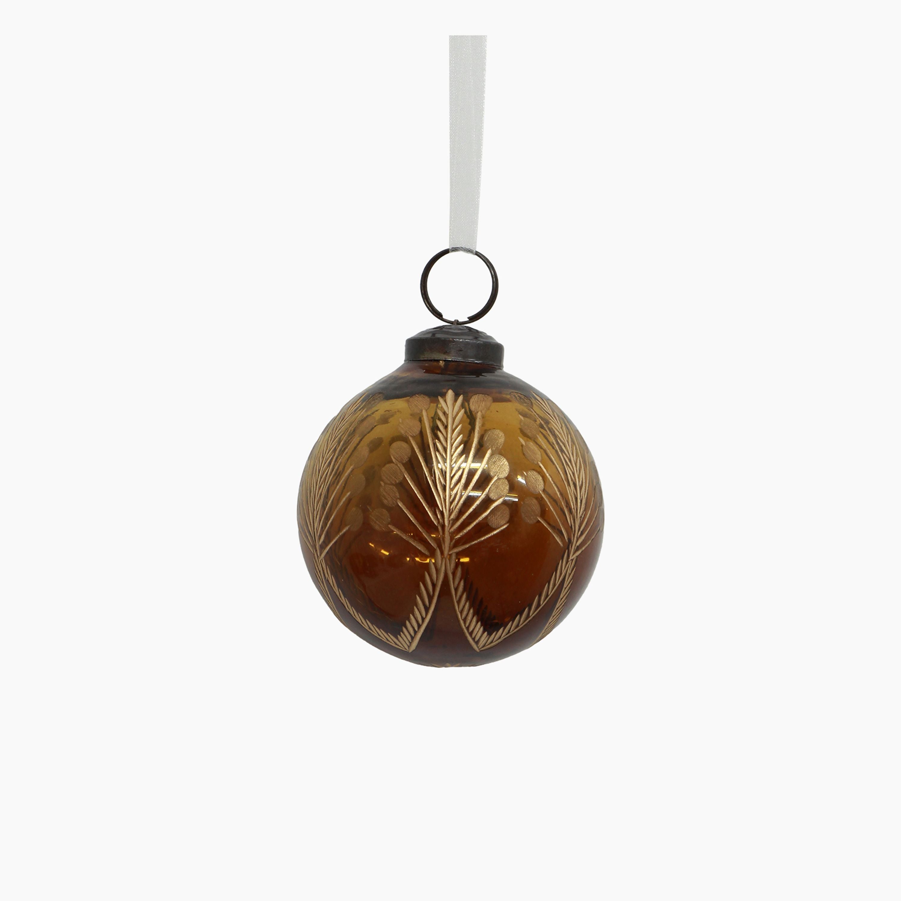 French Country Amina Glass Bauble Amber and Gold