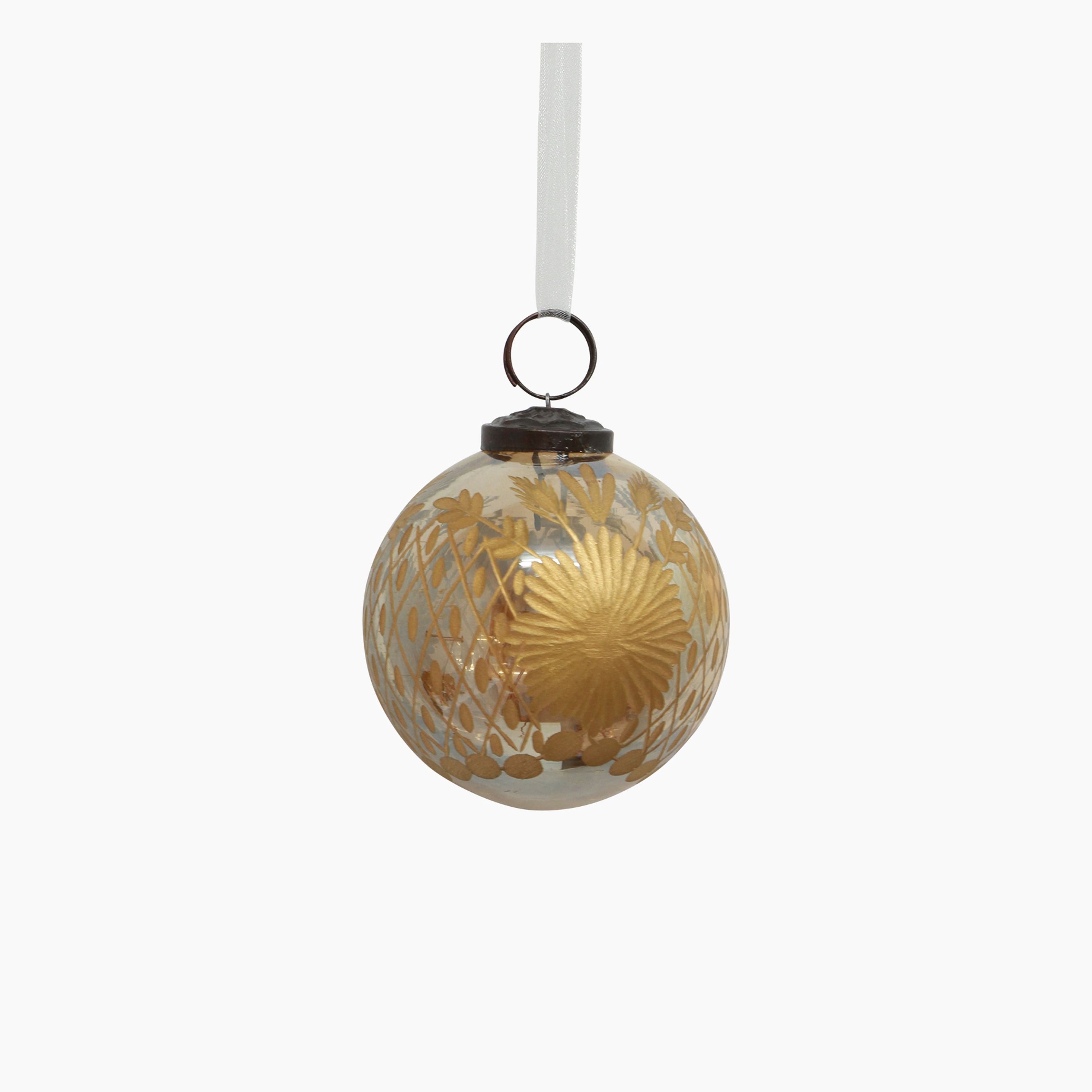 French Country Amina Glass Bauble Gold Lustre