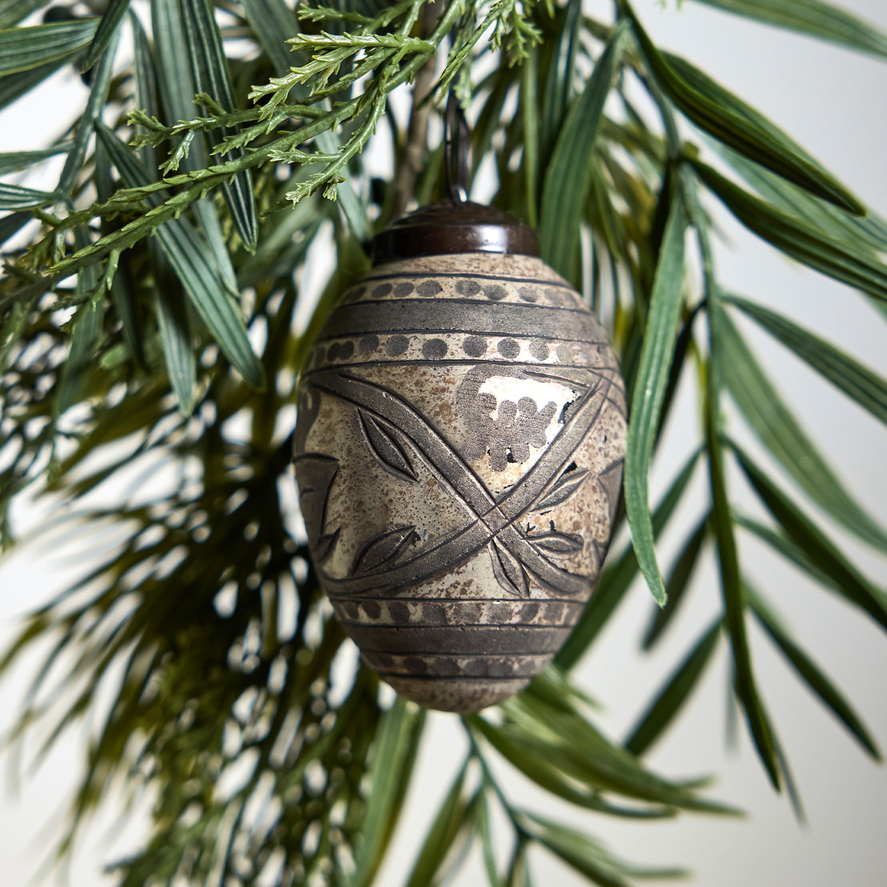 French Country Silver Eclipse Small Hanging Egg