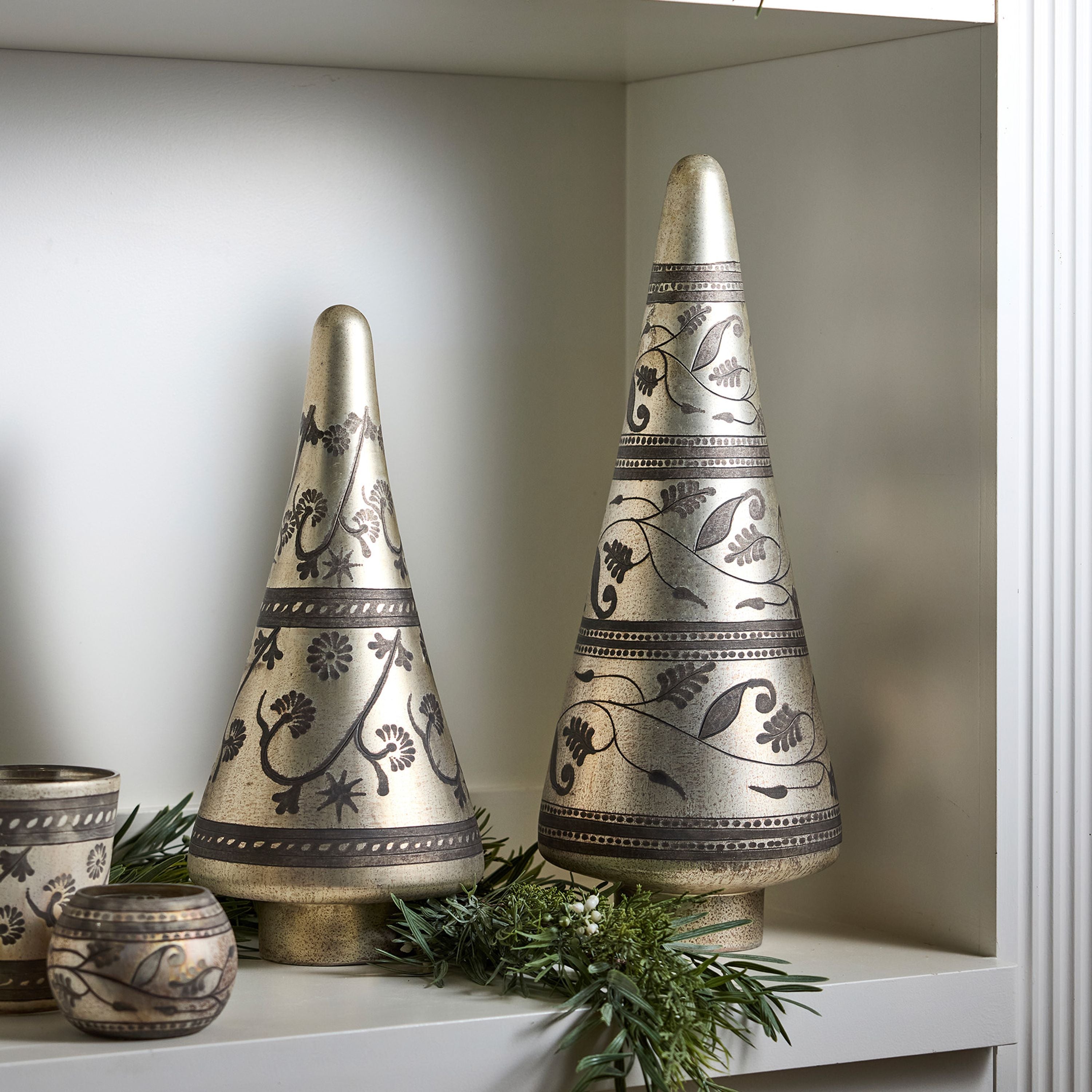 French Country Silver Eclipse Cone Tree Small