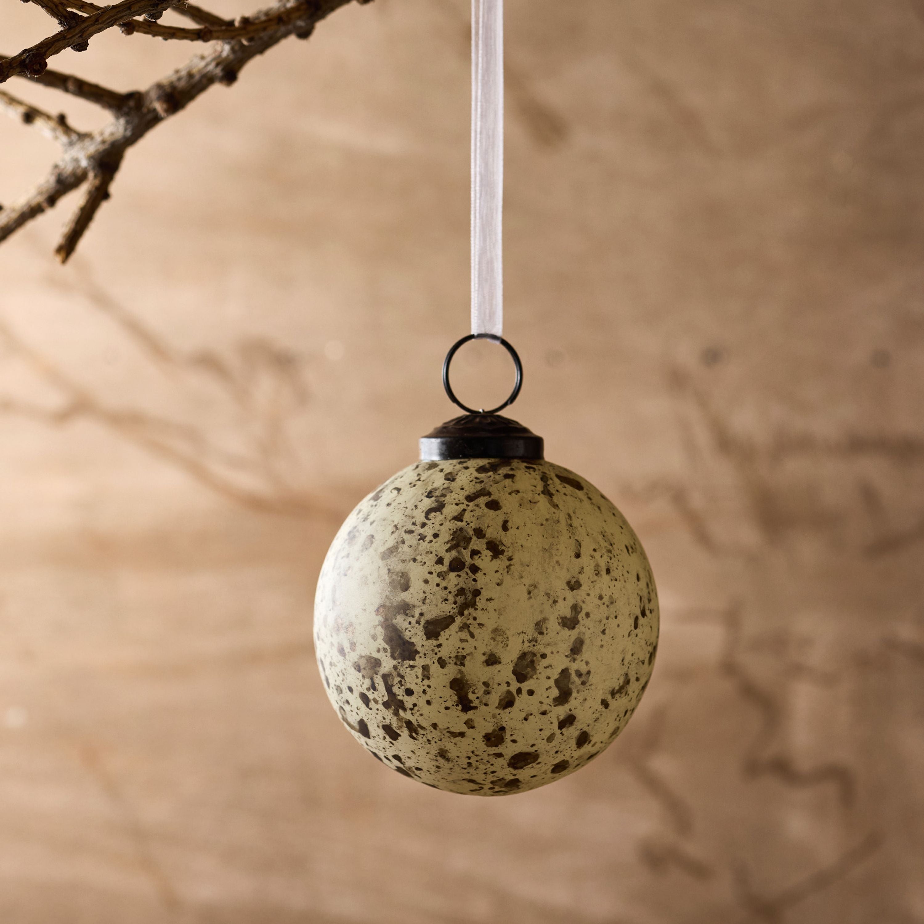 French Country Painterly Cream Hanging Ball