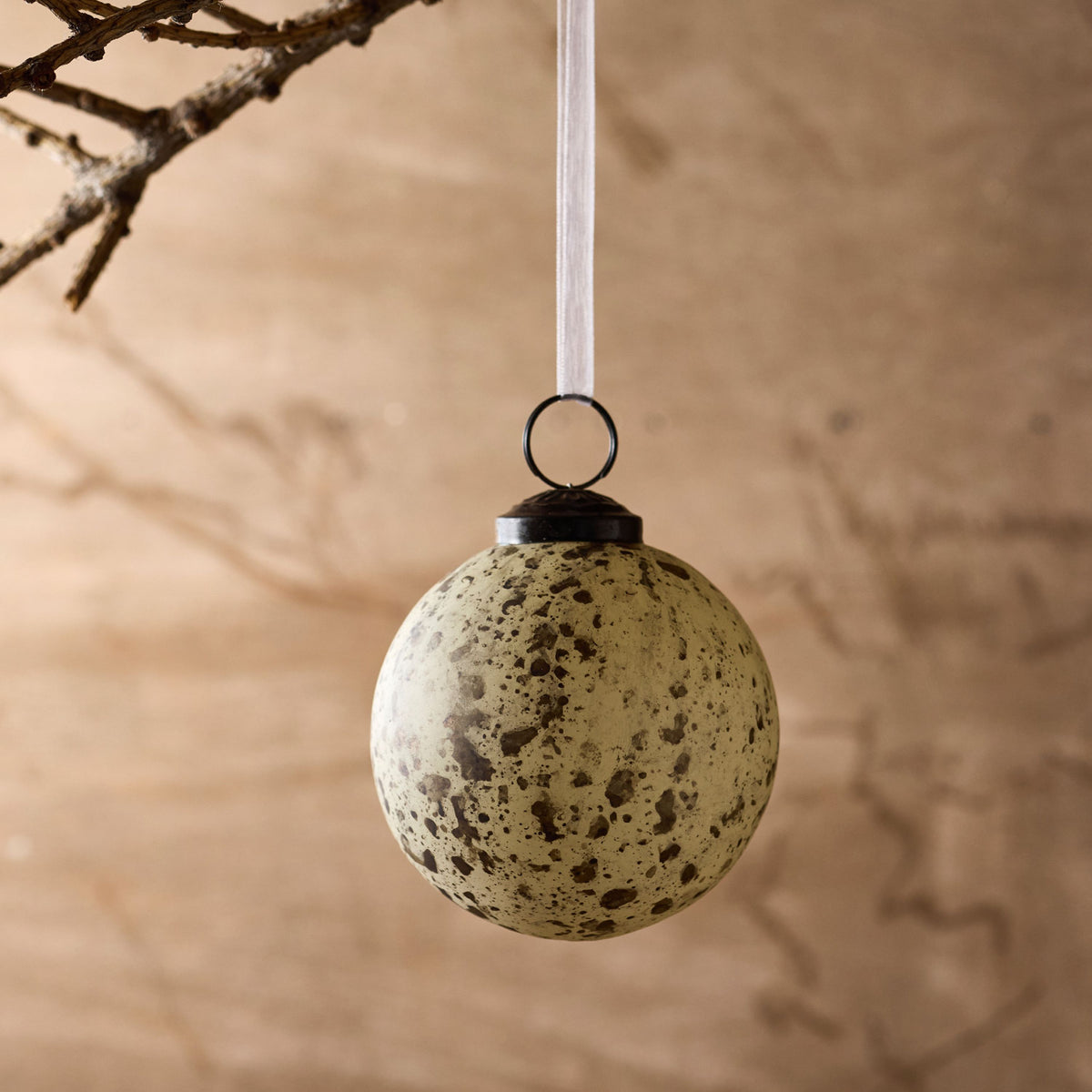 French Country Painterly Cream Hanging Ball