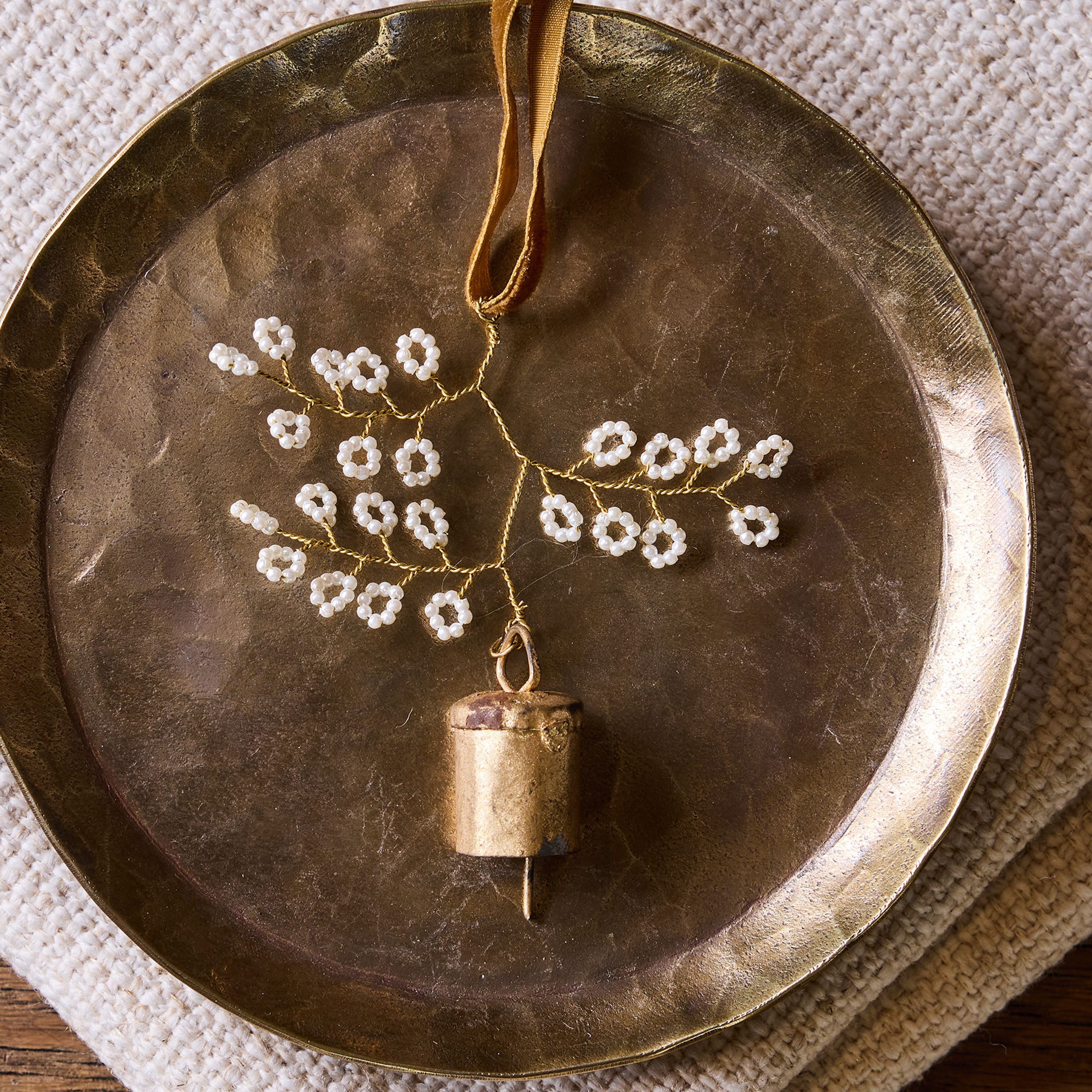 French Country Beaded Flower Bell Decoration