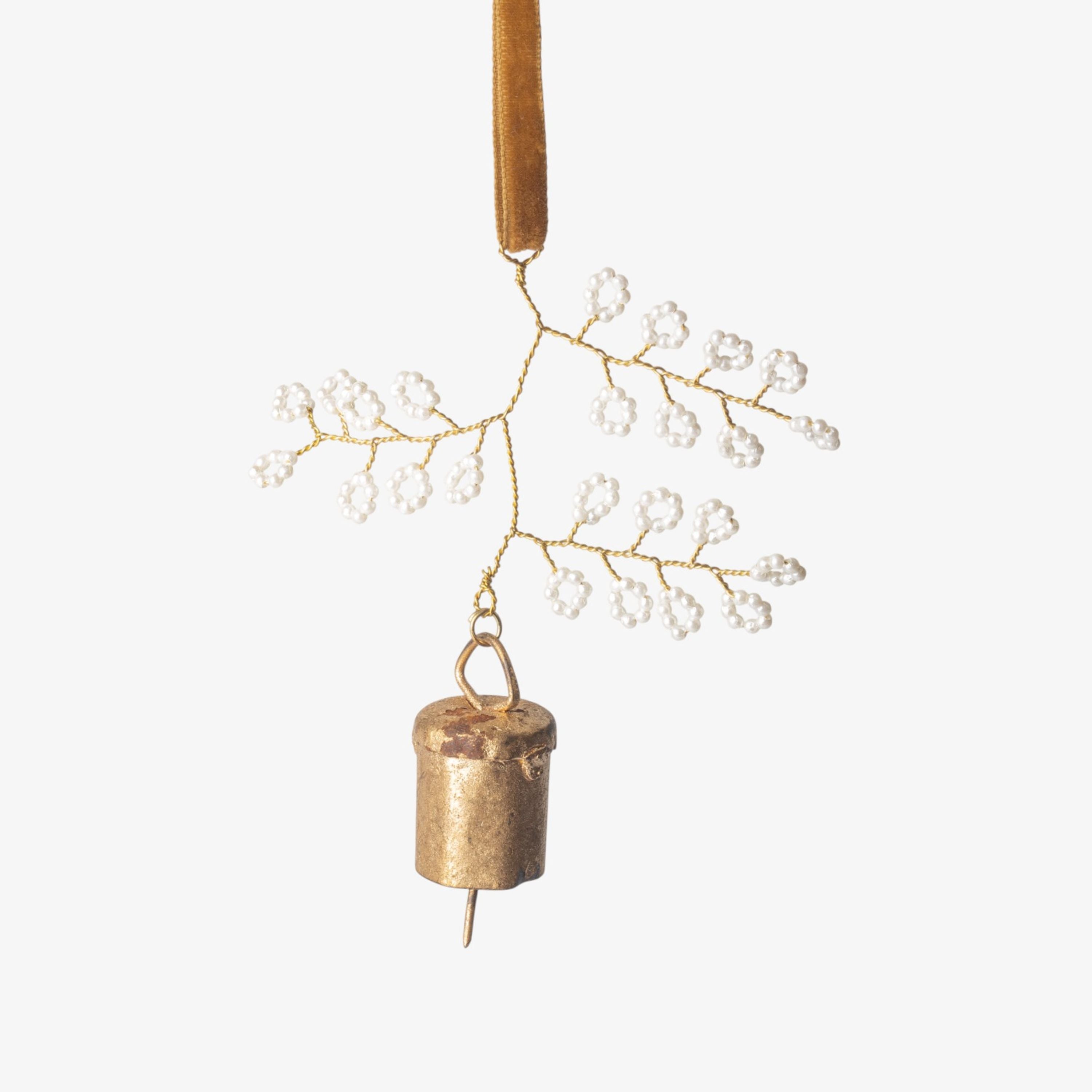French Country Beaded Flower Bell Decoration