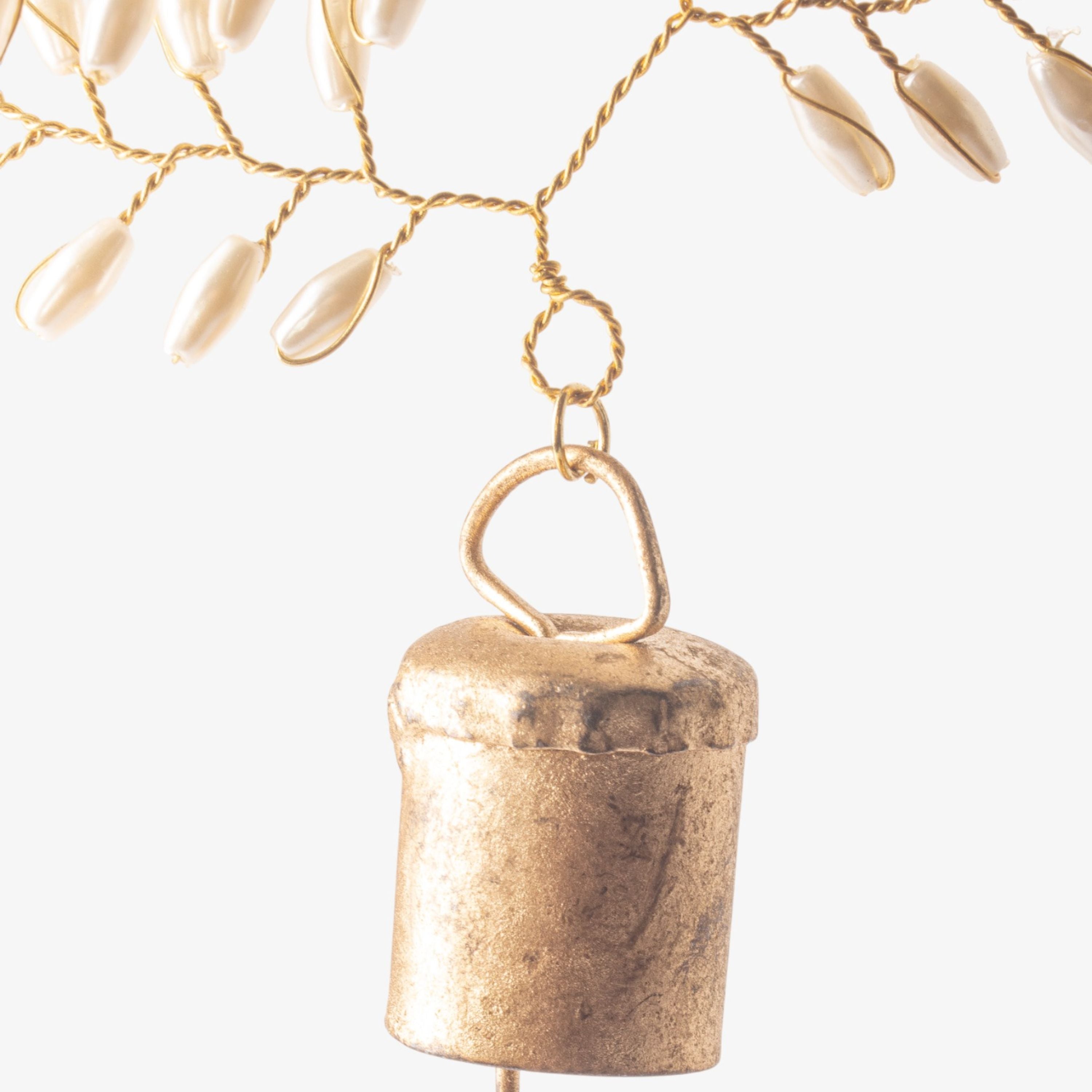 French Country Beaded Leaf Bell Decoration