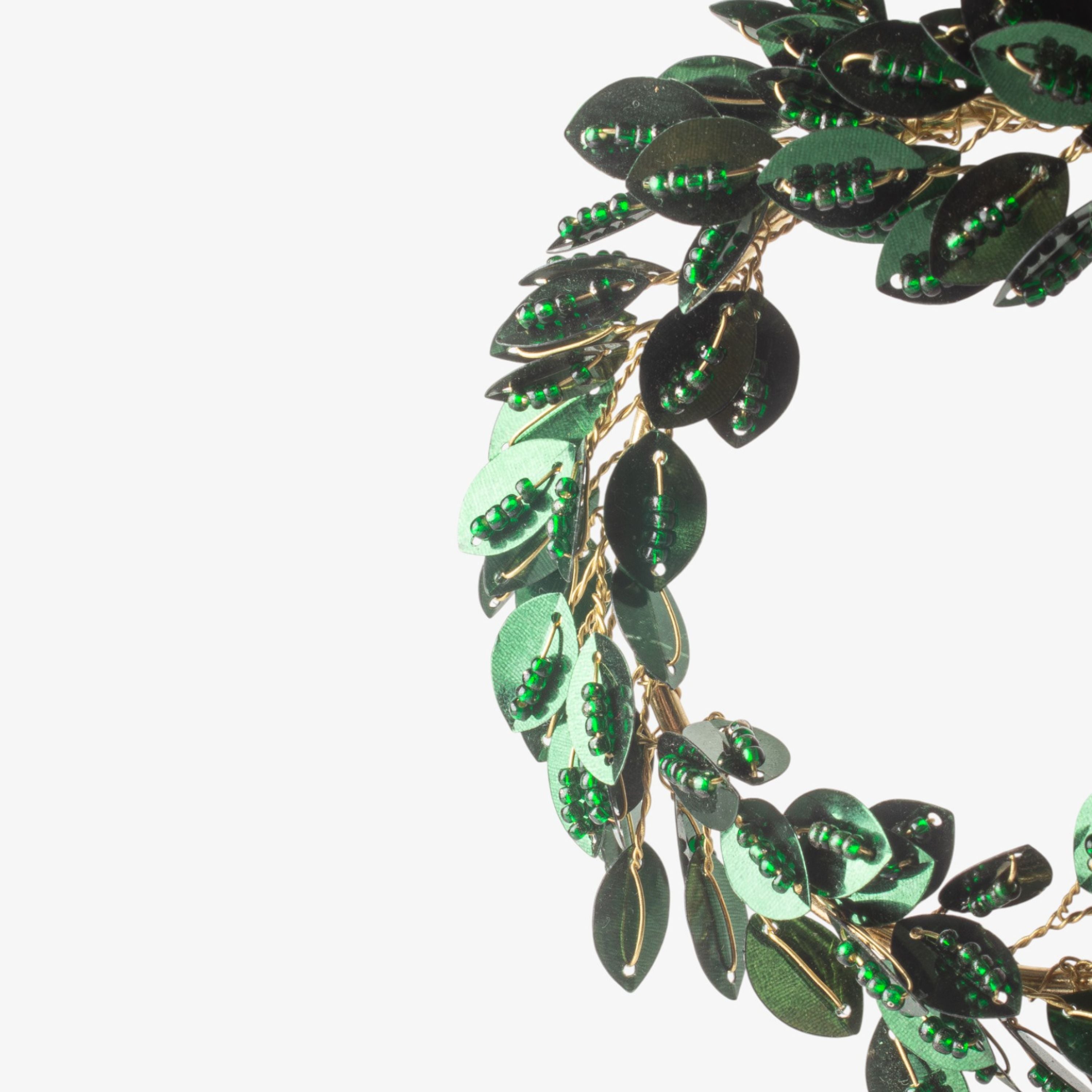 French Country Hanging Beaded Ring Green