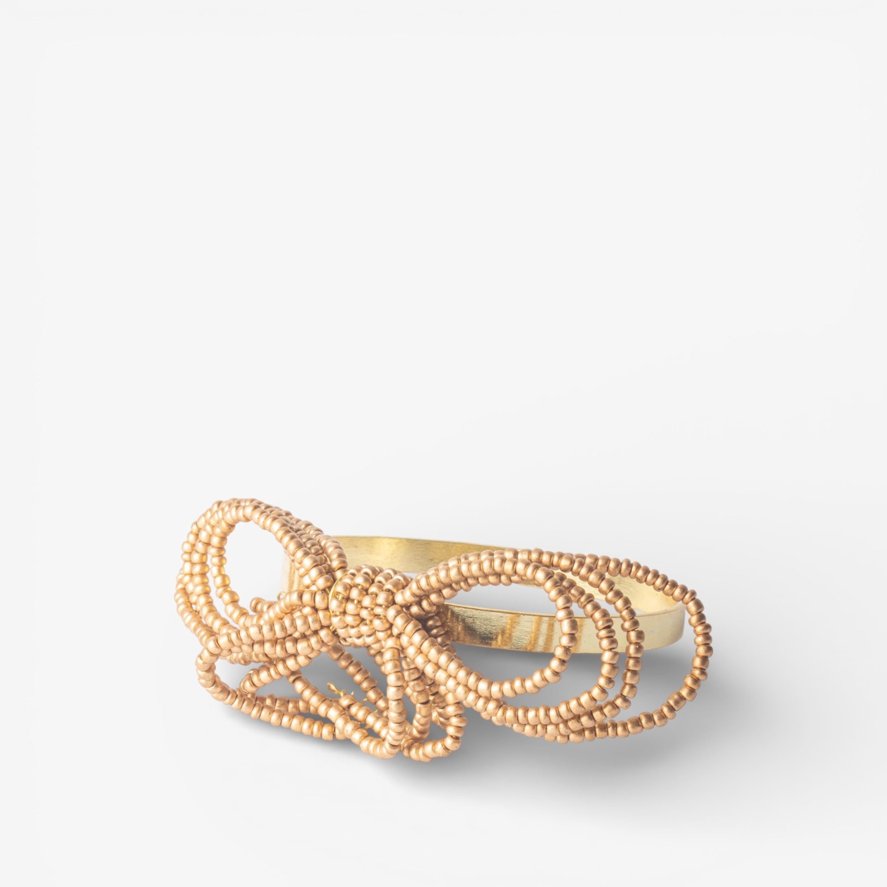French Country Beaded Bow Napkin Gold