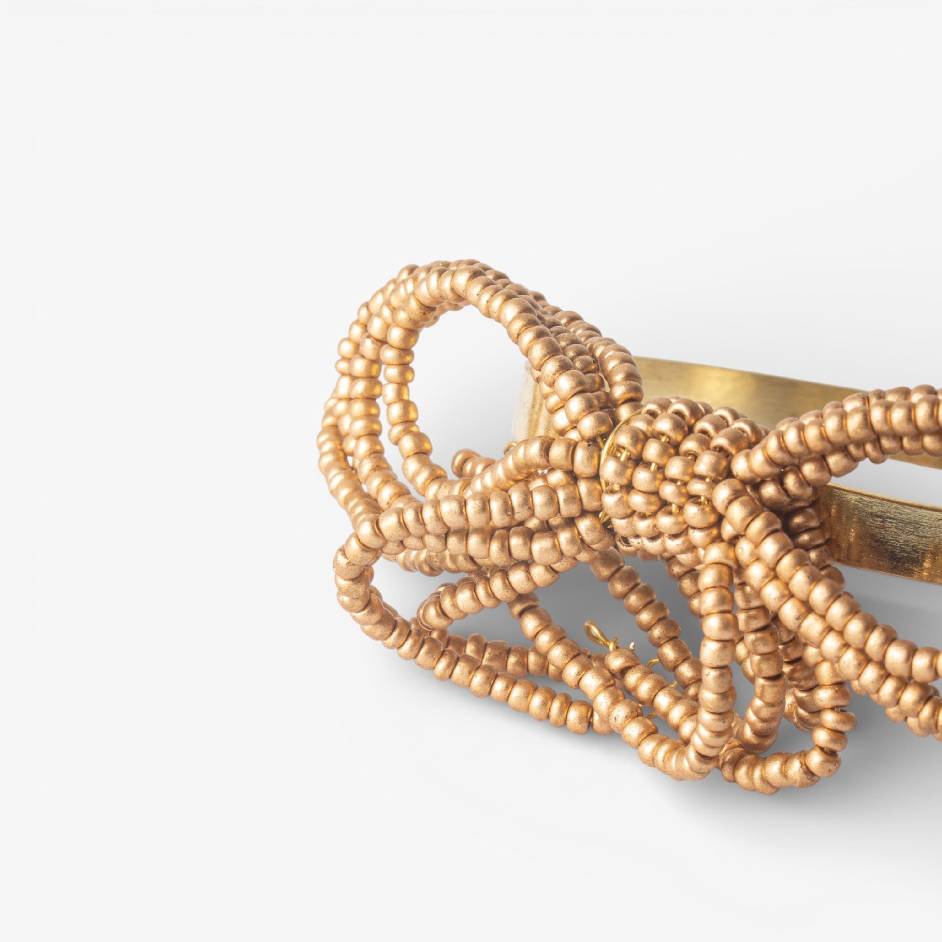 French Country Beaded Bow Napkin Gold