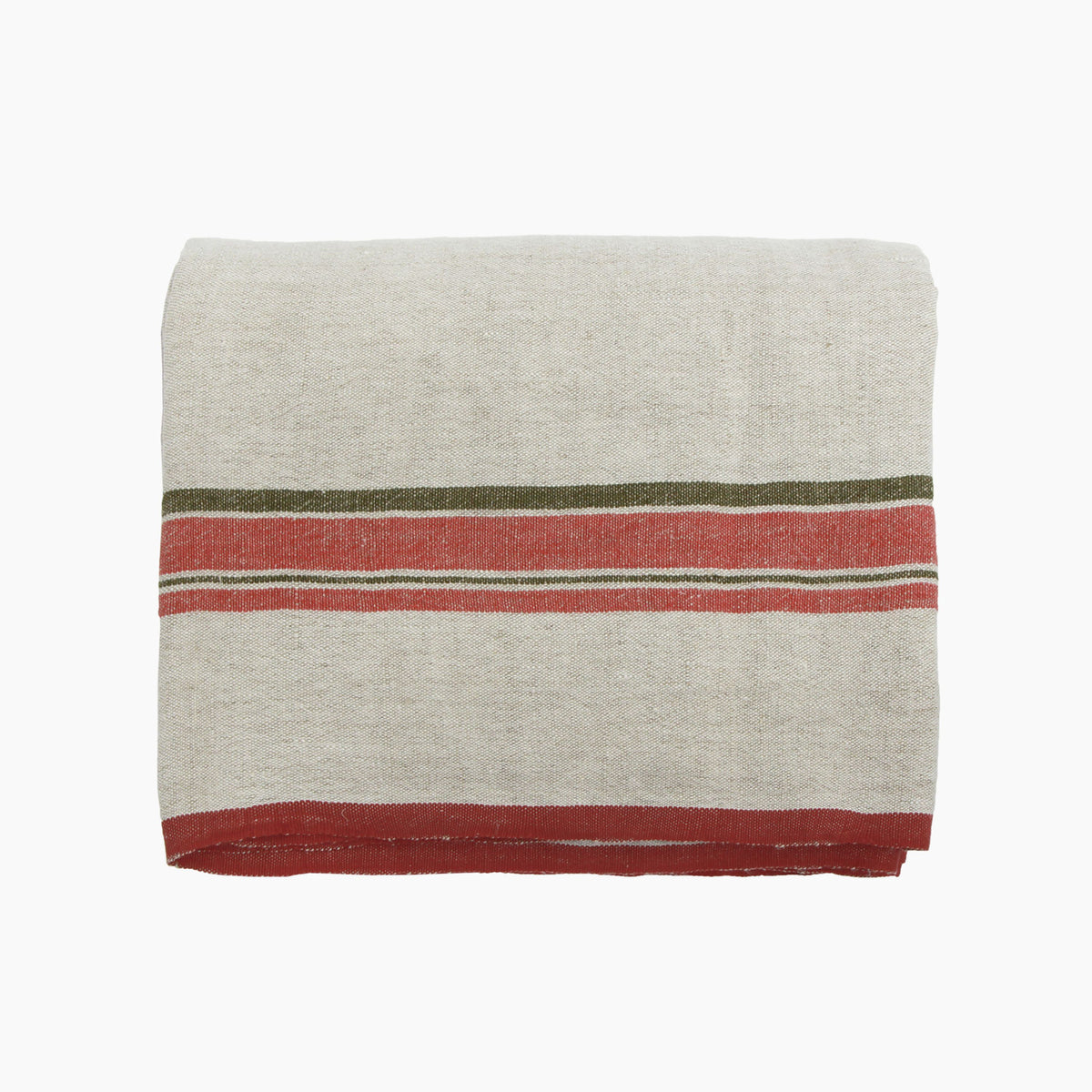 French Country Red Selvedge Stripe Linen Tablecloth Small
