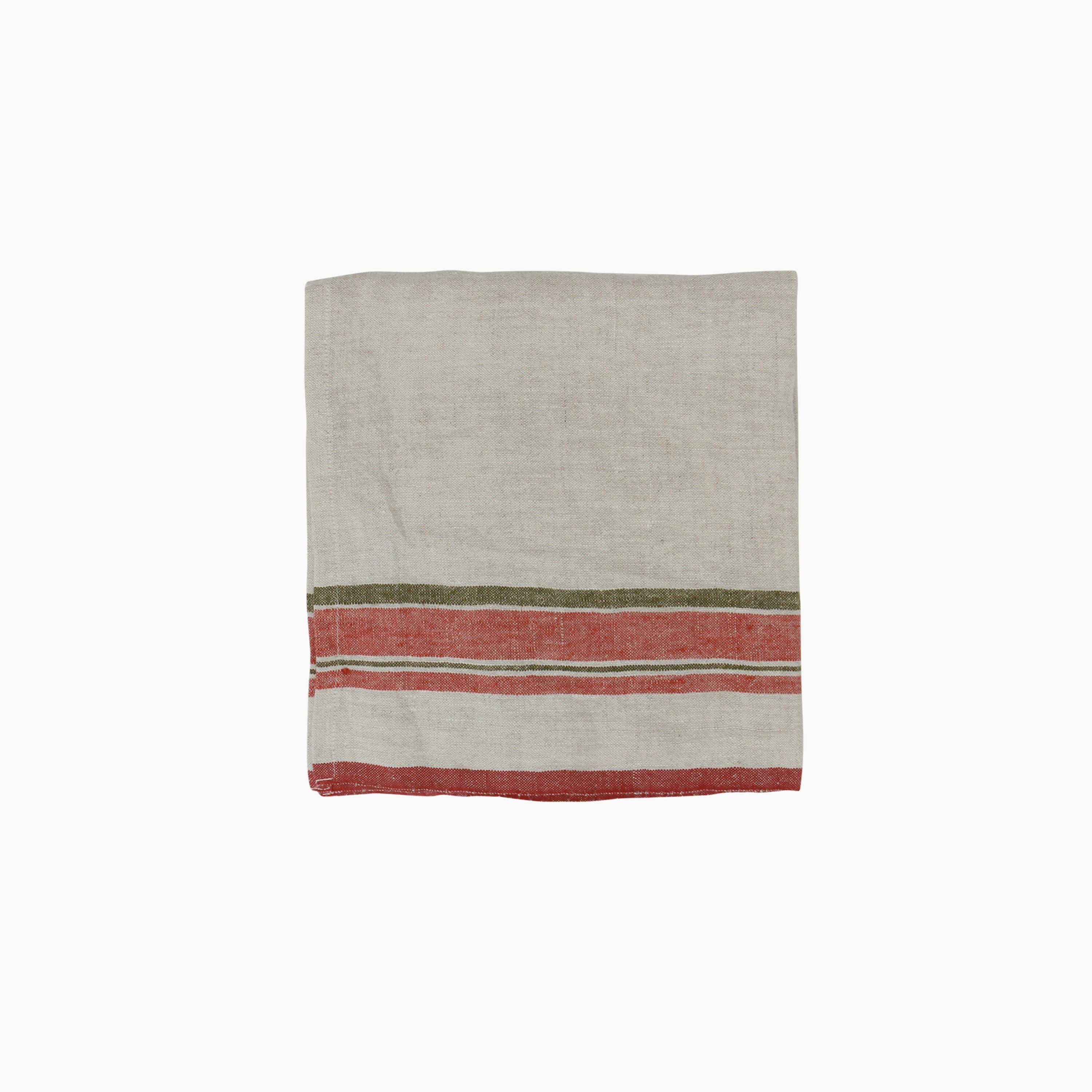 French Country Red Selvedge Stripe Linen Napkin