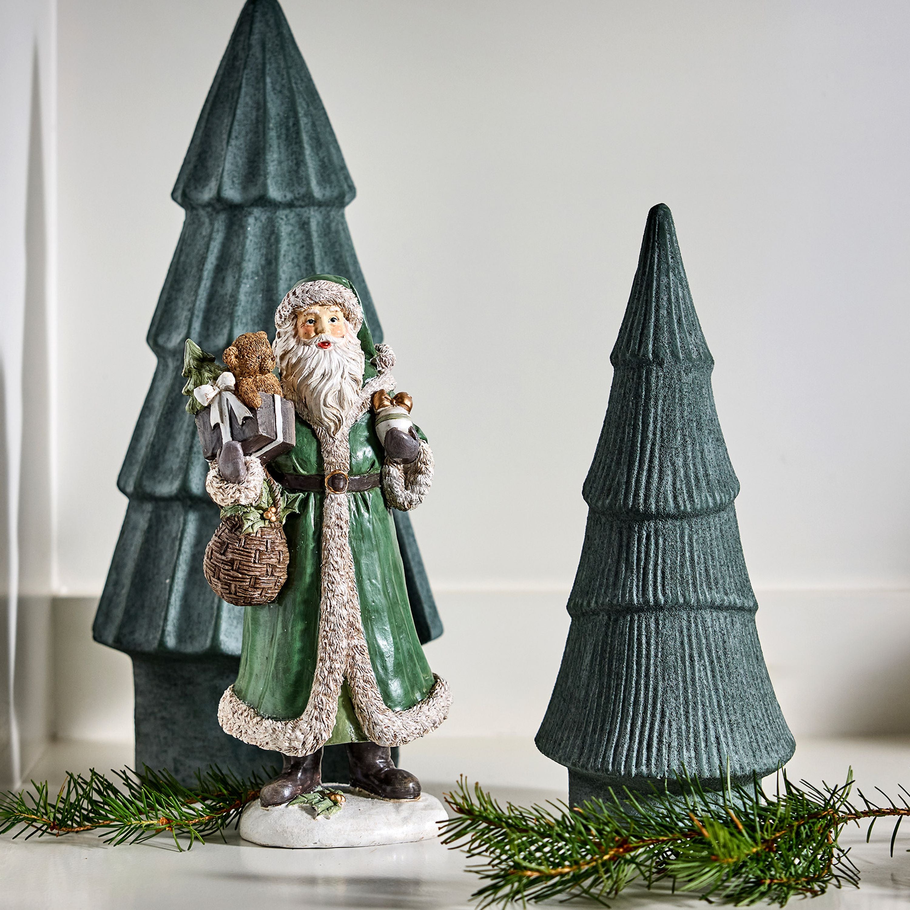French Country Festive Santa with Bear