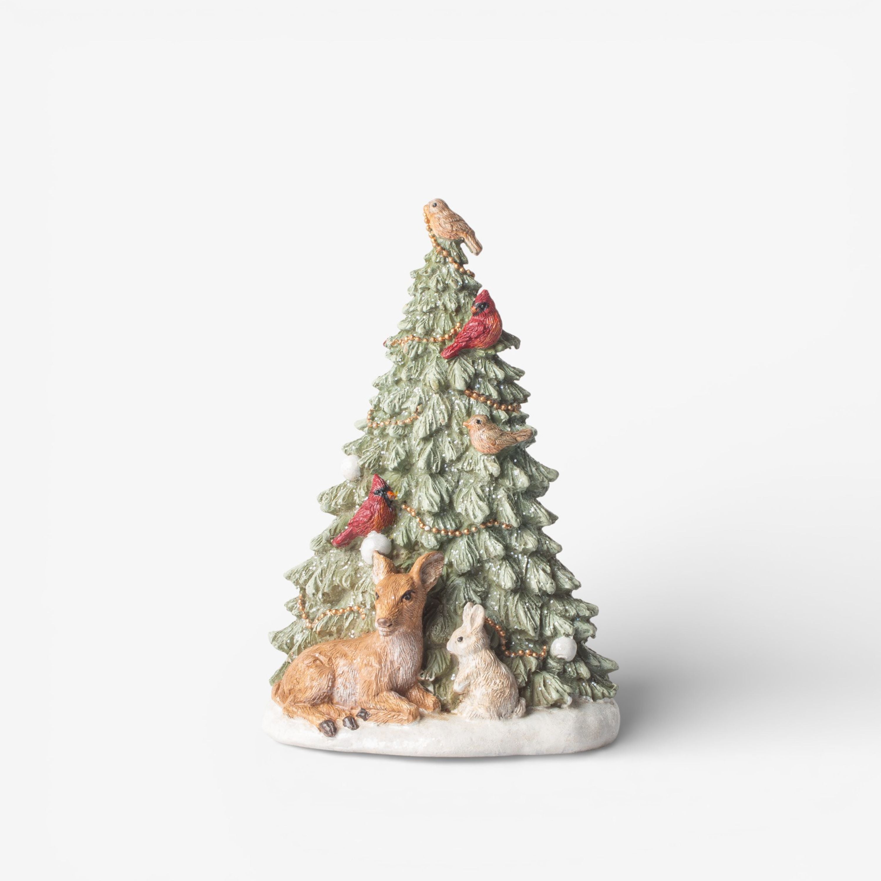 French Country Festive Tree with Deer and Birds