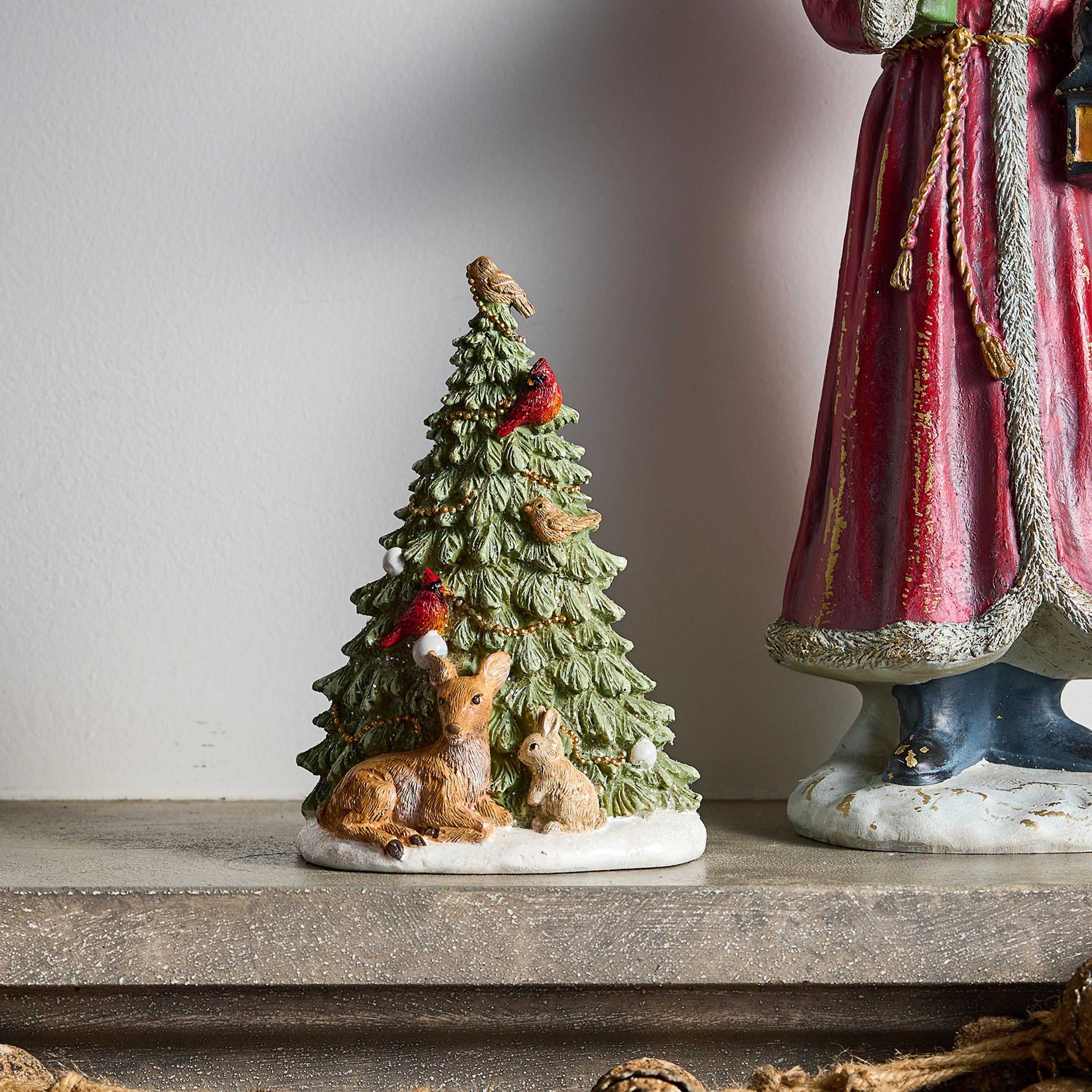 French Country Festive Tree with Deer and Birds