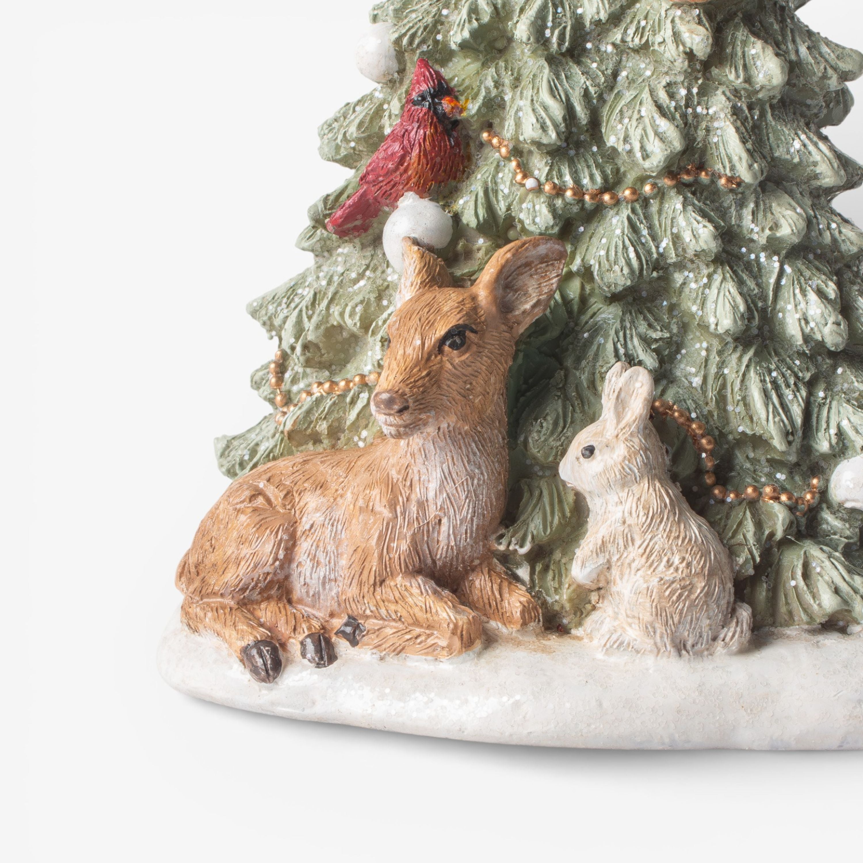 French Country Festive Tree with Deer and Birds