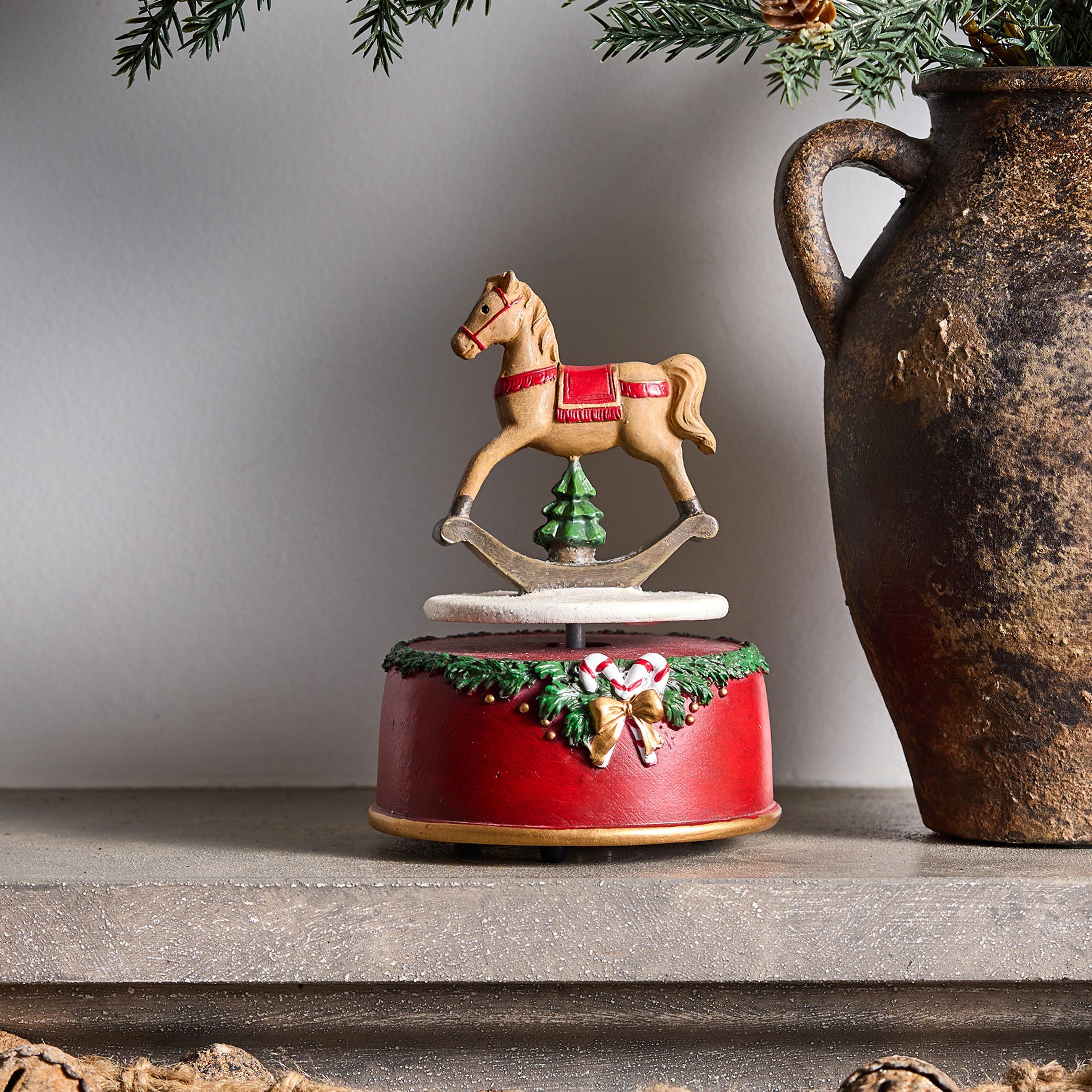 French Country Rocking Horse Musical Box