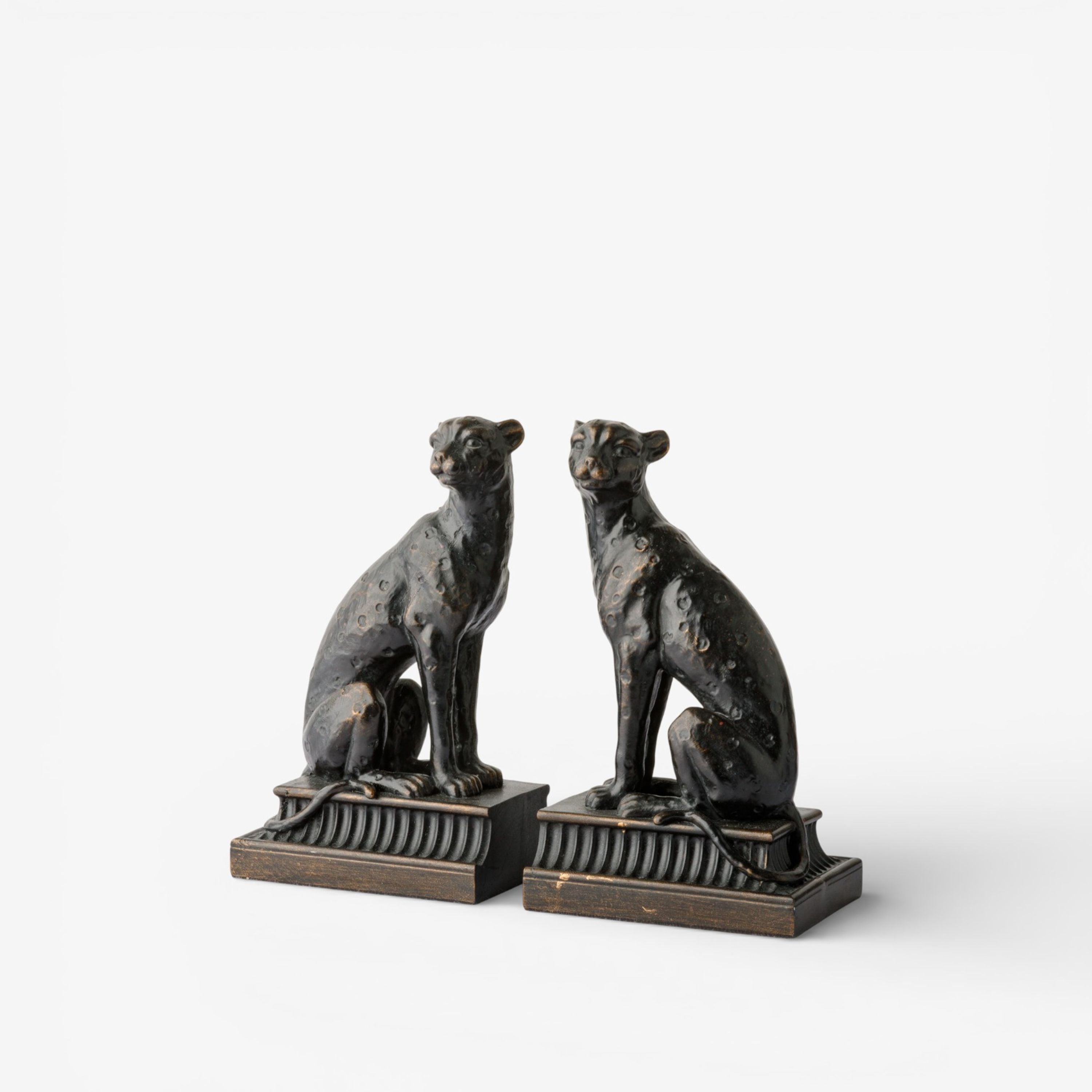 French Country Cheetah Bronzed Finish Bookends (2 Piece Set)