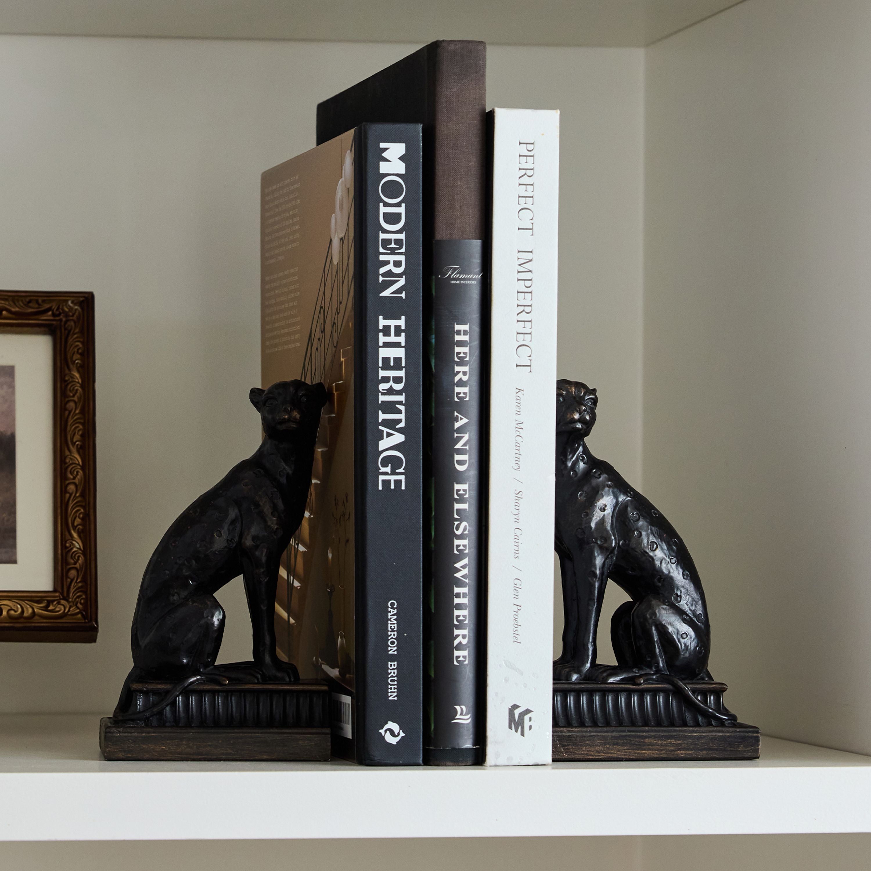 French Country Cheetah Bronzed Finish Bookends (2 Piece Set)
