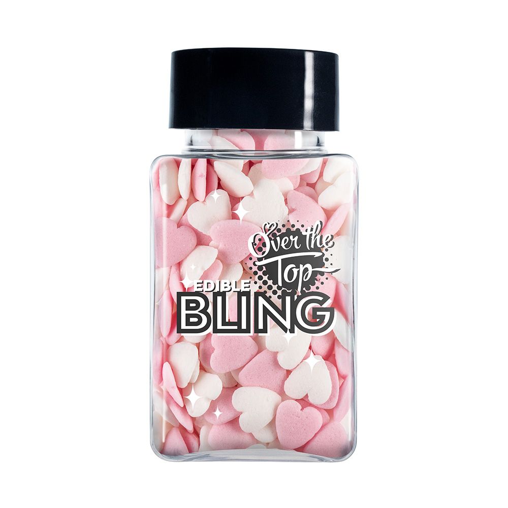 Over The Top Bling Love Hearts White & Pink 55g