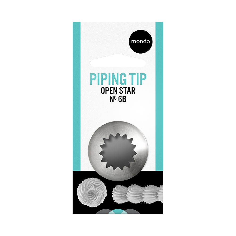 Mondo No. 6B Stainless Steel Open Star Piping Tip
