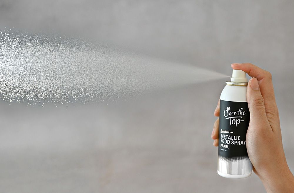 Over The Top Metallic Food Spray Pearl White 48g