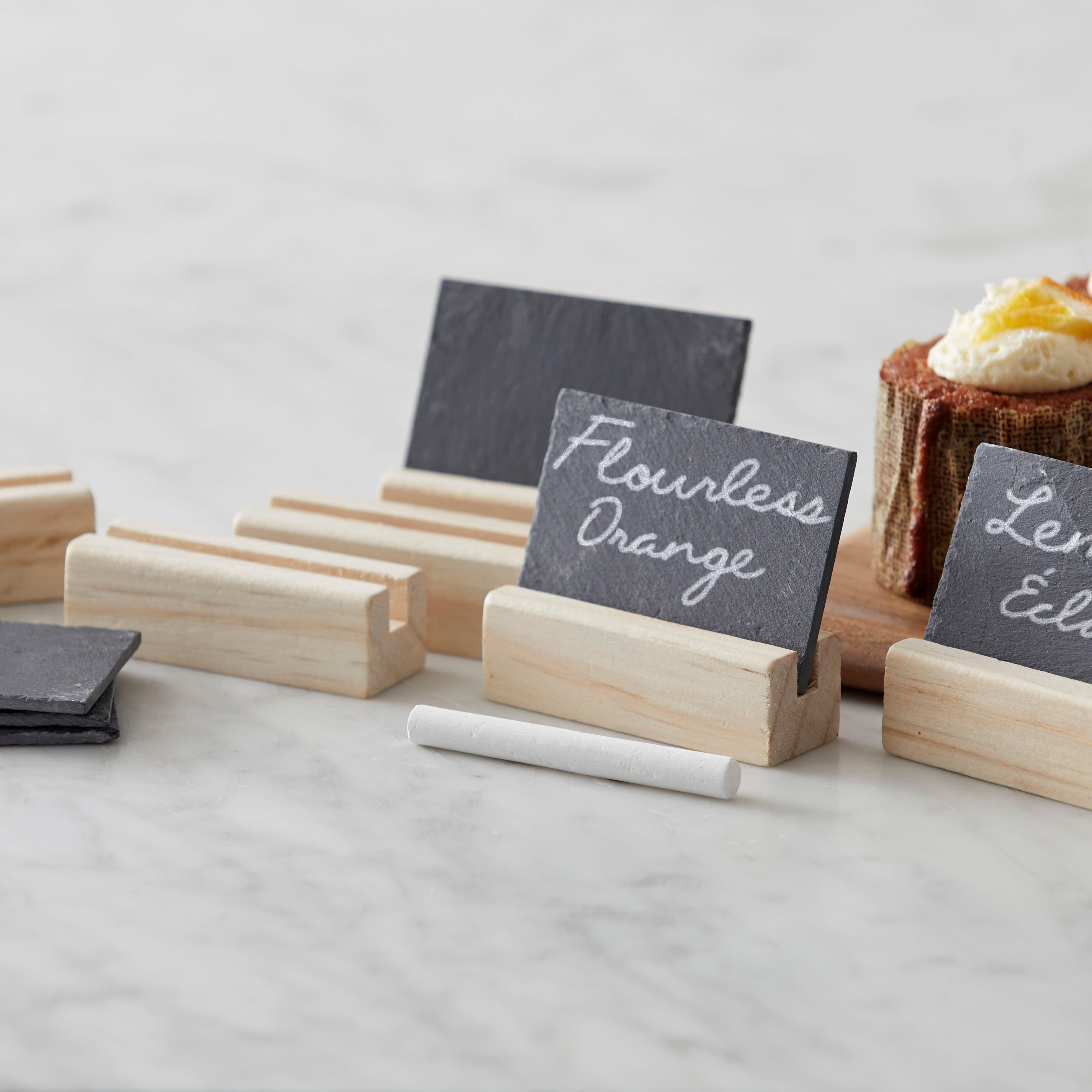 Davis & Waddell Slate and Wood Name Card 7 Piece Set Multi-Coloured