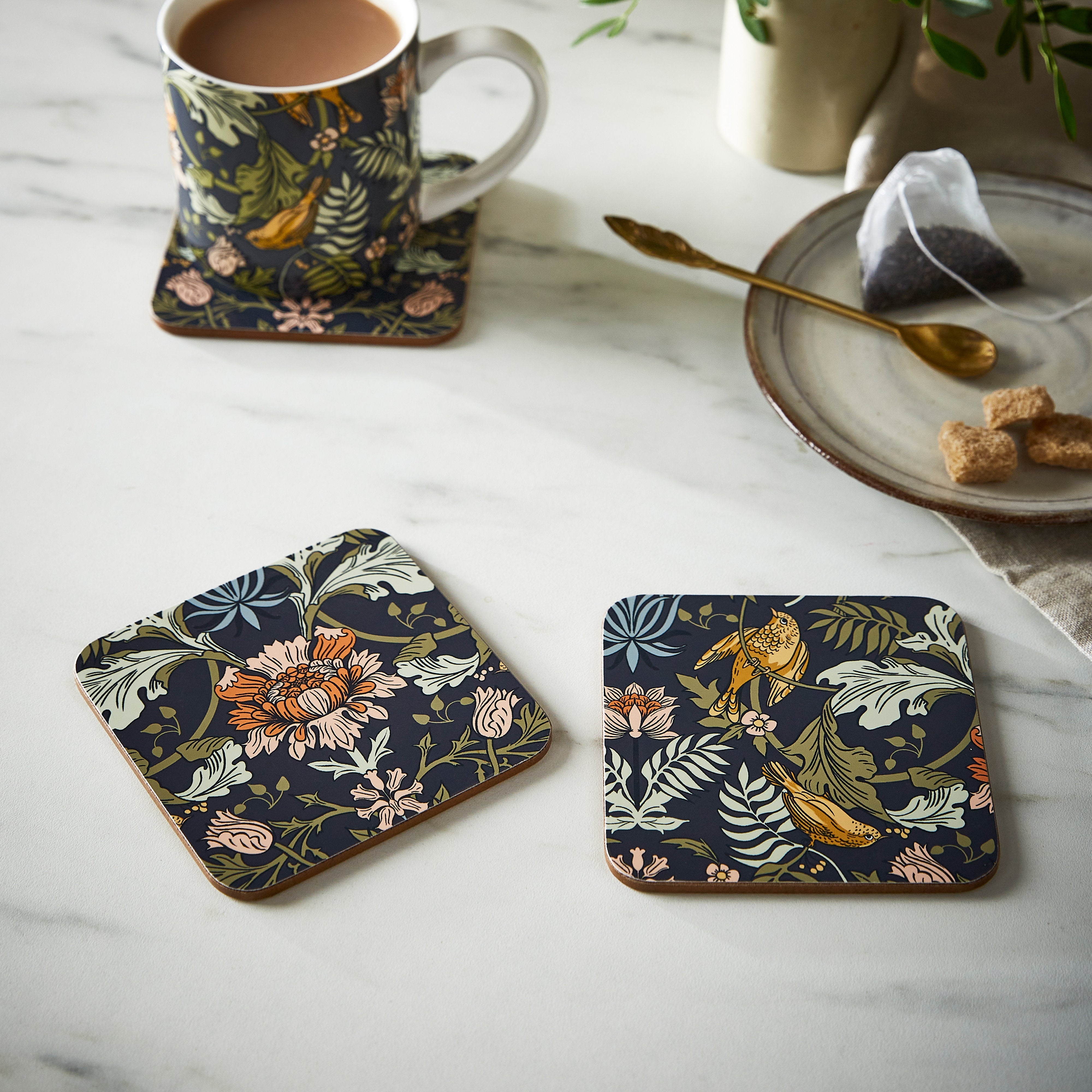 Ulster Weavers Finch & Flower Coaster 4 Piece Set Navy