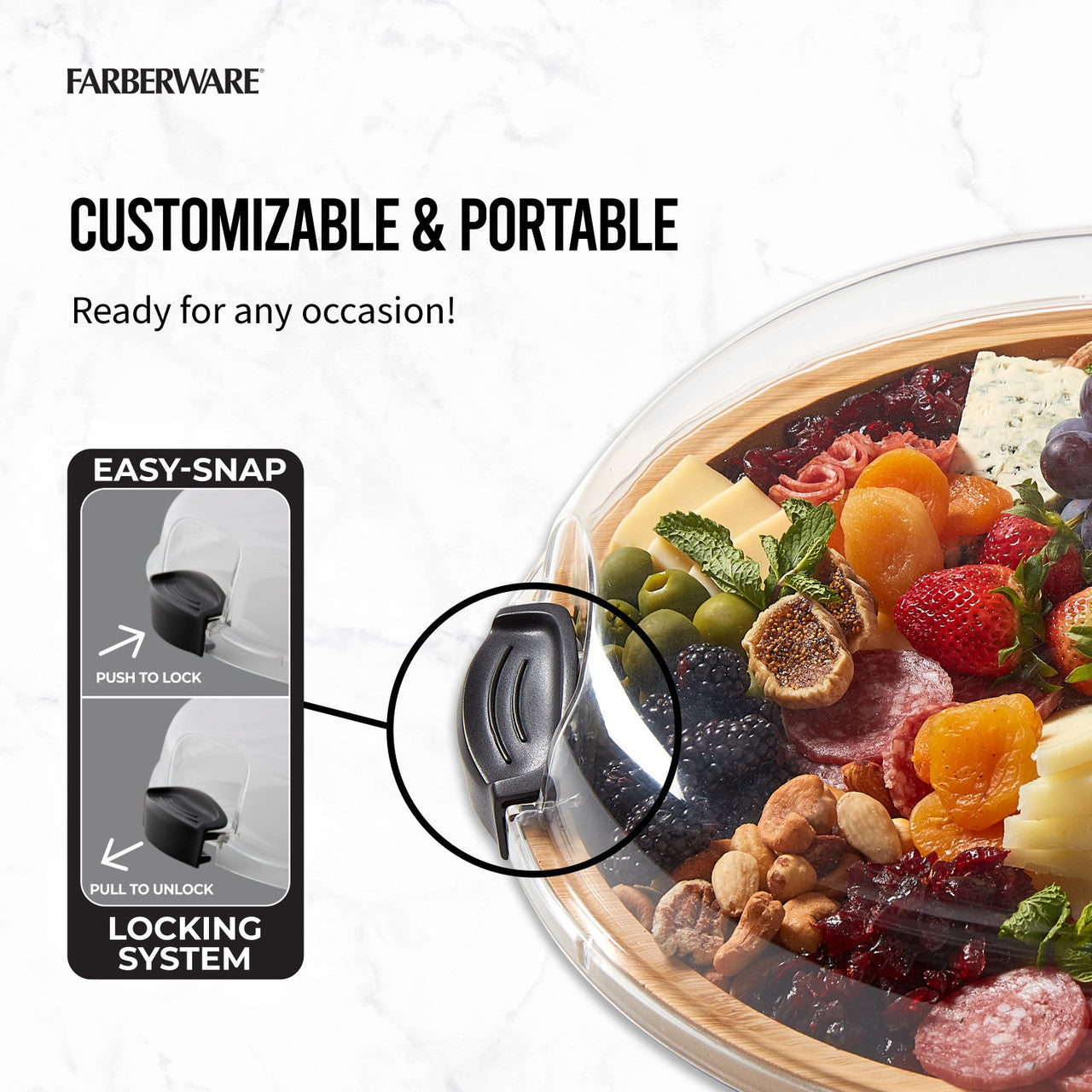 Farberware Build-a-Board Bamboo Round Snack Serving Board, 35.5cm