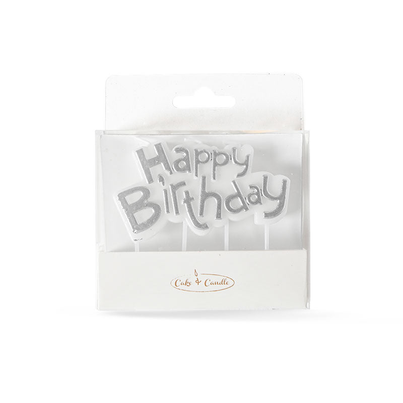 Cake & Candle Happy Birthday Candle Plaque Silver