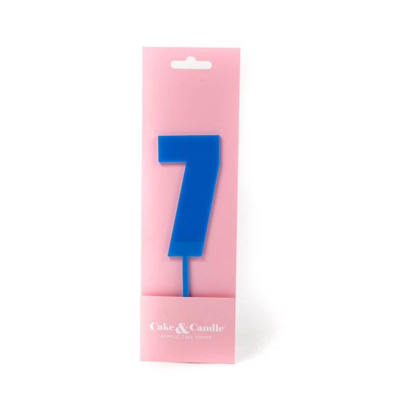 Cake & Candle Mega Number 7 Cake Topper Blue