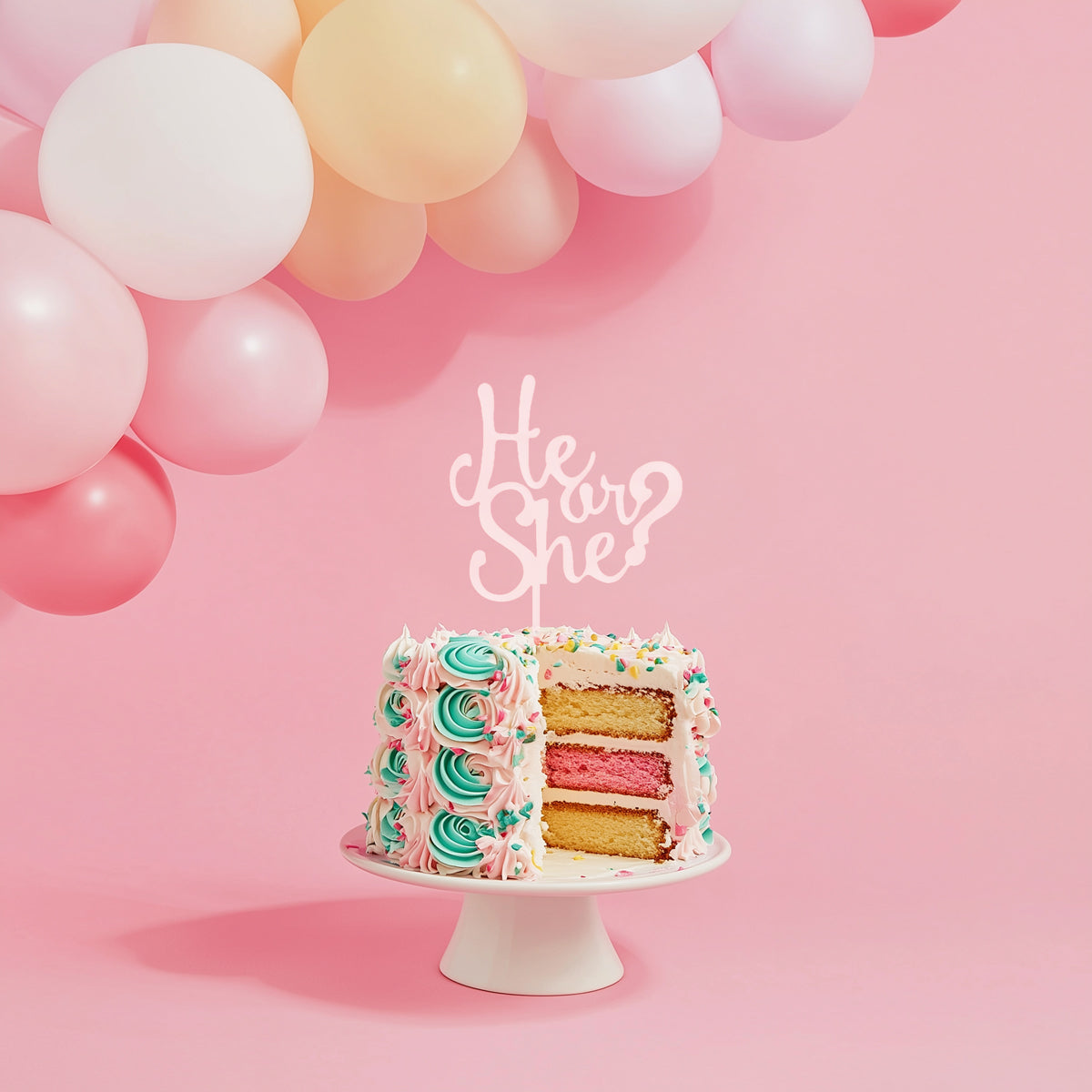 Sugar Crafty He or She Cake Topper Opaque