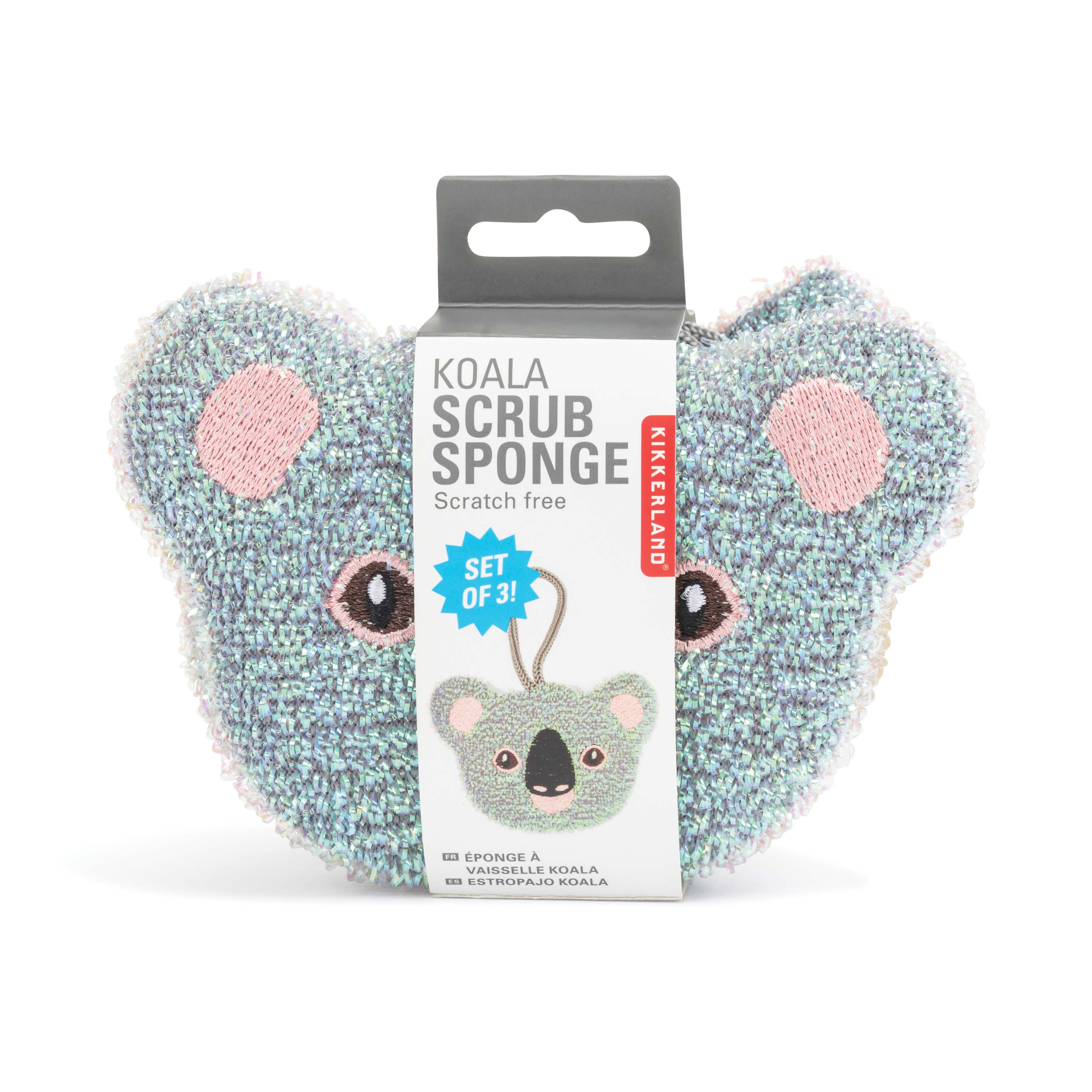 Kikkerland Koala Sponges 3 Piece Set Grey