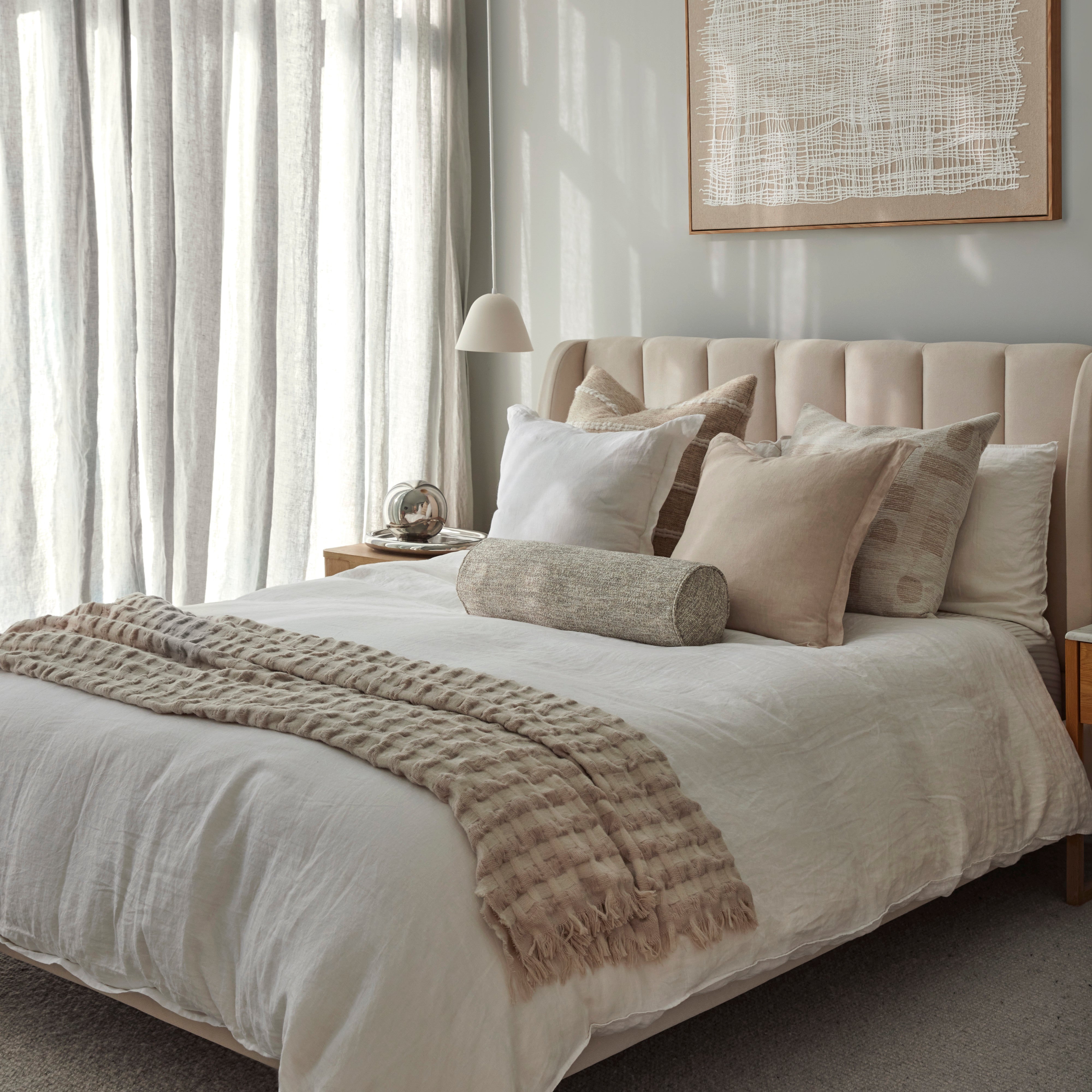 Amalfi Cove Linen Cushion Chocolate