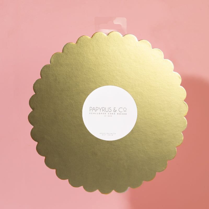 Papyrus Cake Board Scalloped Gold 10in