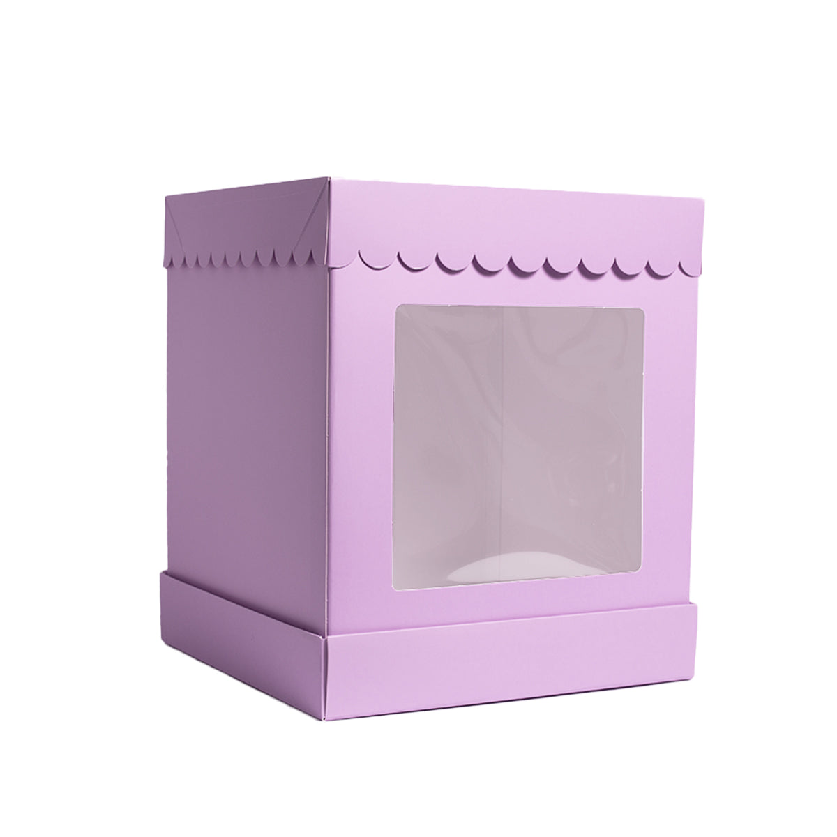 Papyrus Tall Scalloped Cake Box Pastel Lilac 10 x 10 x 12in