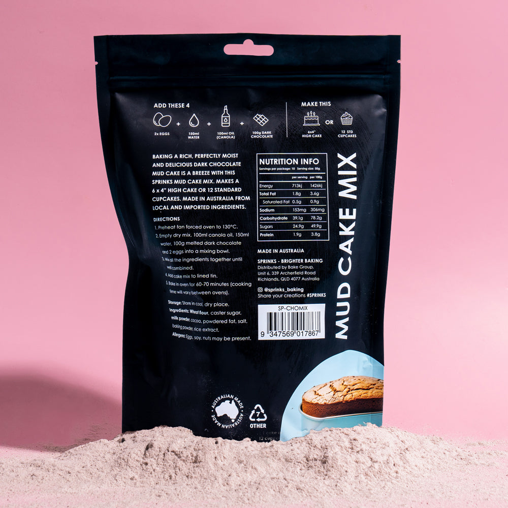 Sprinks Baking Essentials Chocolate Mud Cake Mix 500g