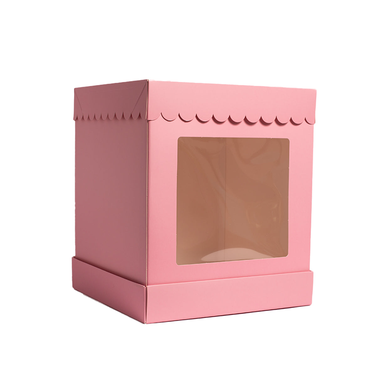 Papyrus Tall Scalloped Cake Box Pastel Pink 10 x 10 x 12in