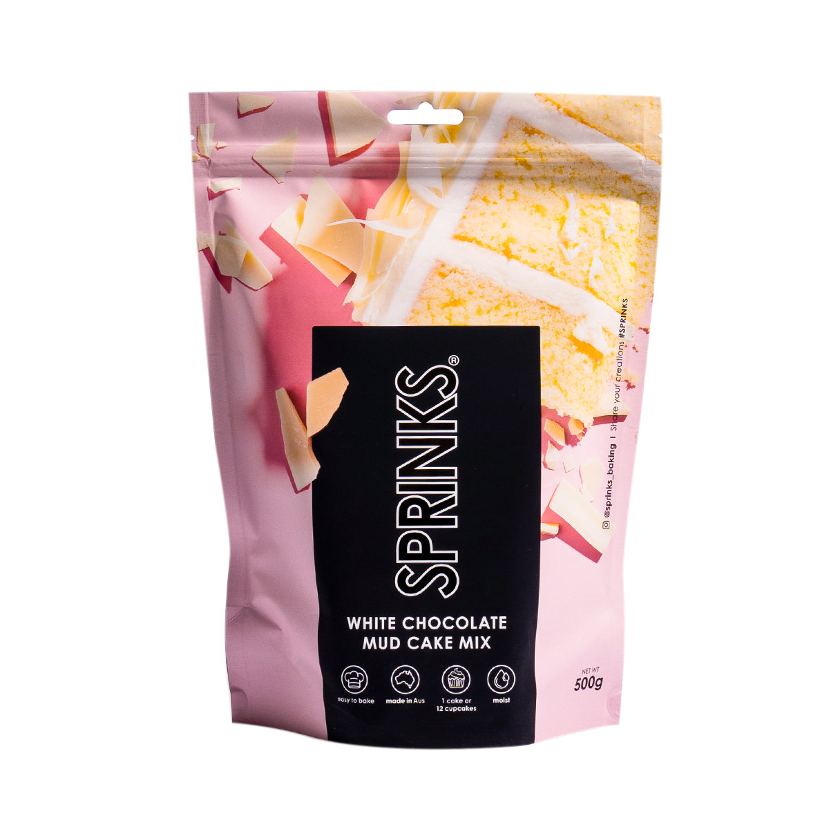 Sprinks Baking Essentials White Chocolate Mud Cake Mix 500g