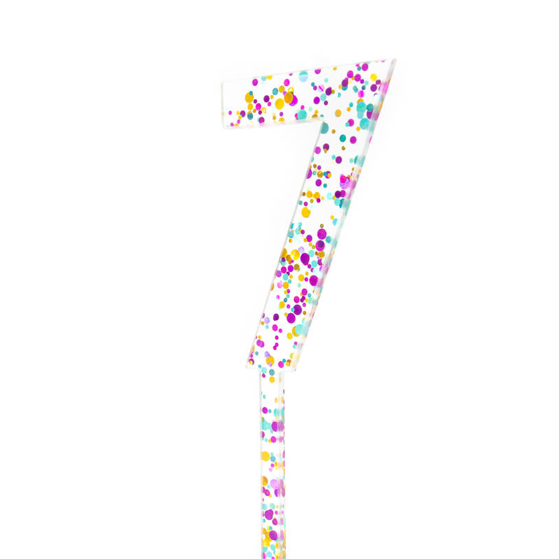 Cake & Candle Glitter Number 7 Cake Topper Rainbow