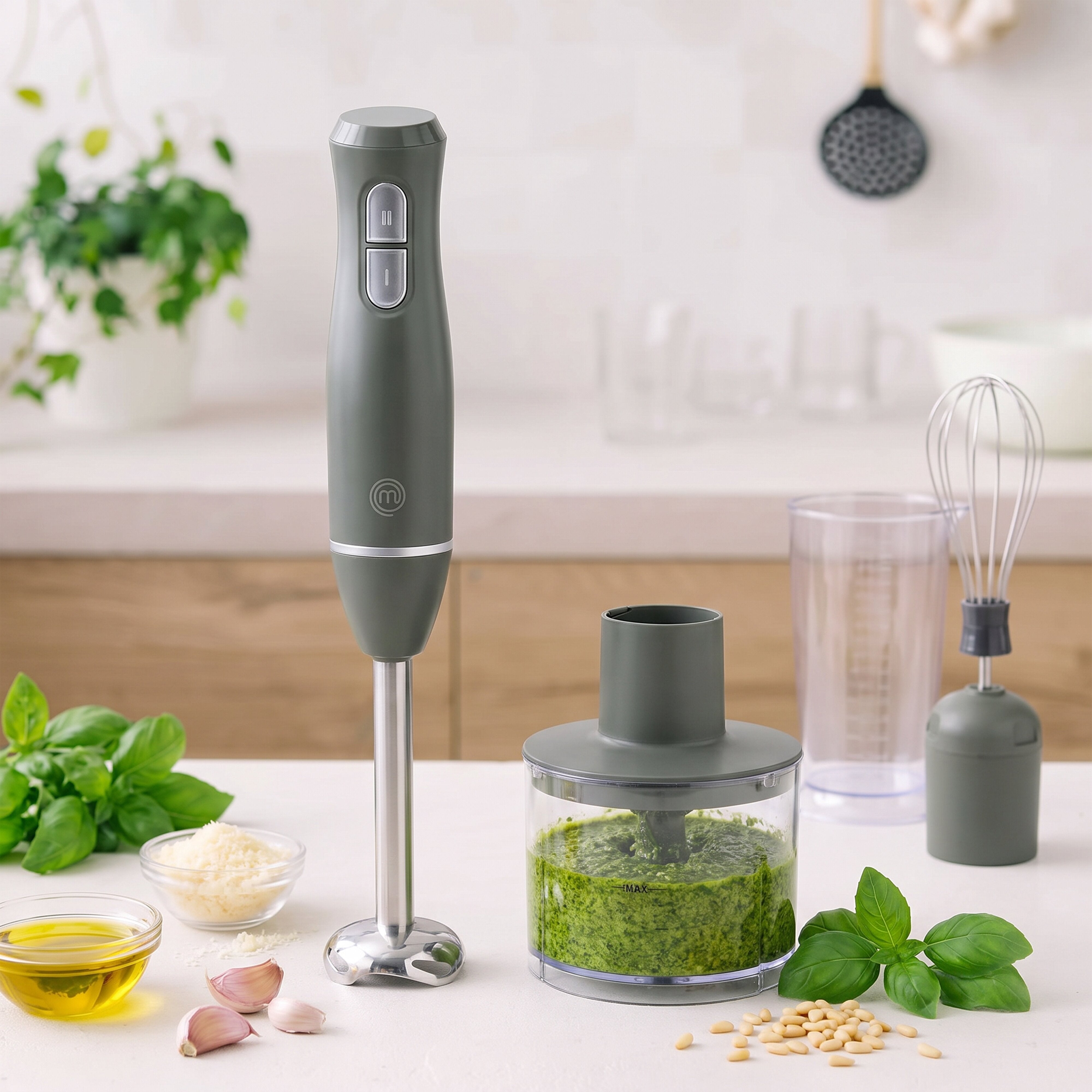 MasterChef Sage Stick Blender Set Sage & Stainless Steel