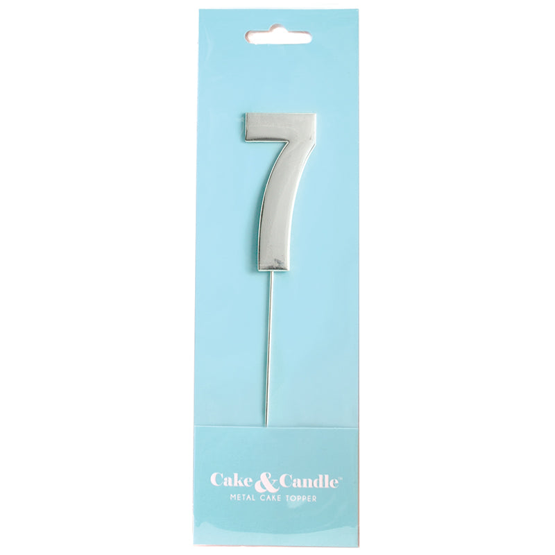 Cake & Candle Bold Cake Topper Number 7 Silver