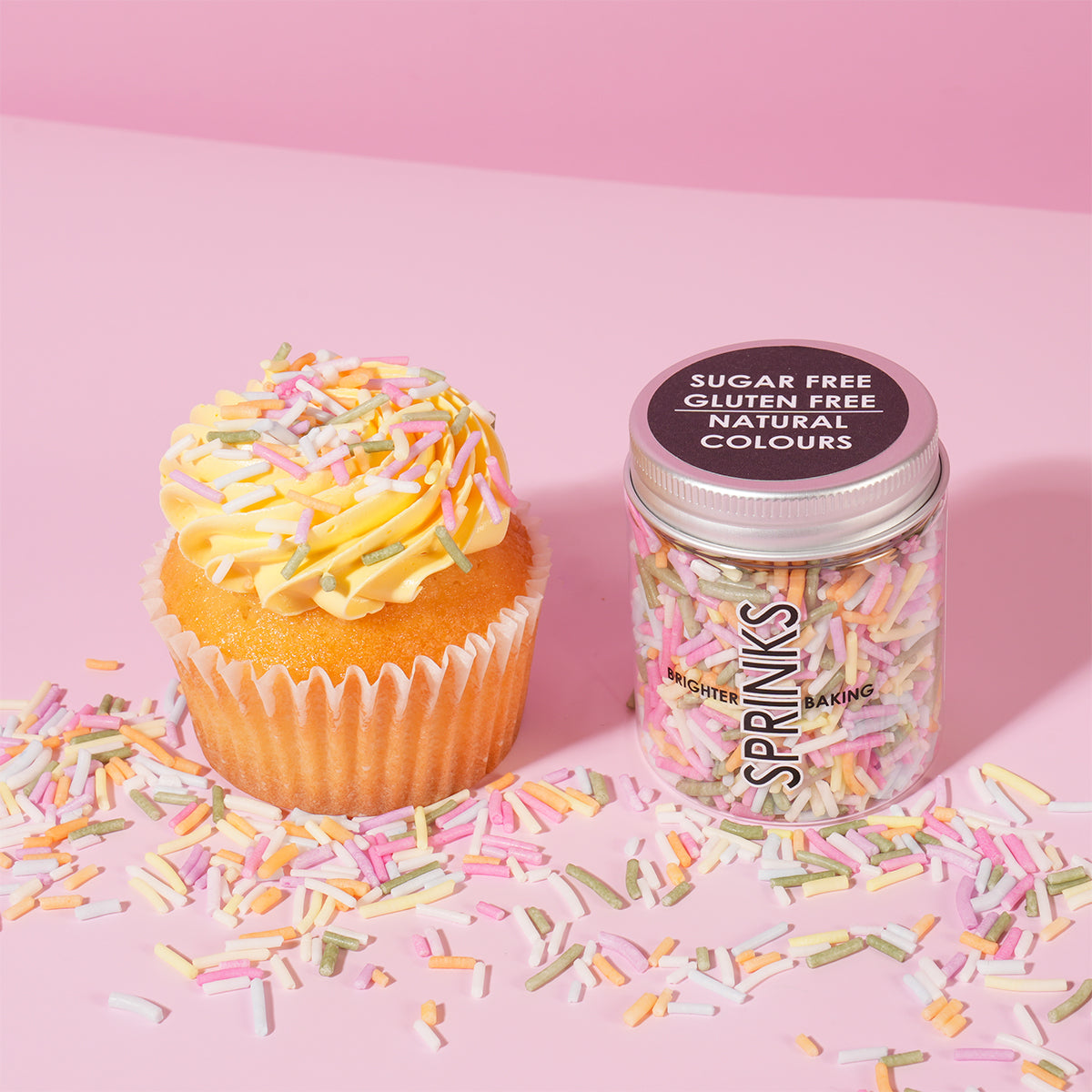 Sprinks Sugar Free Natural Coloured Jimmies Pastel Rainbow 60g