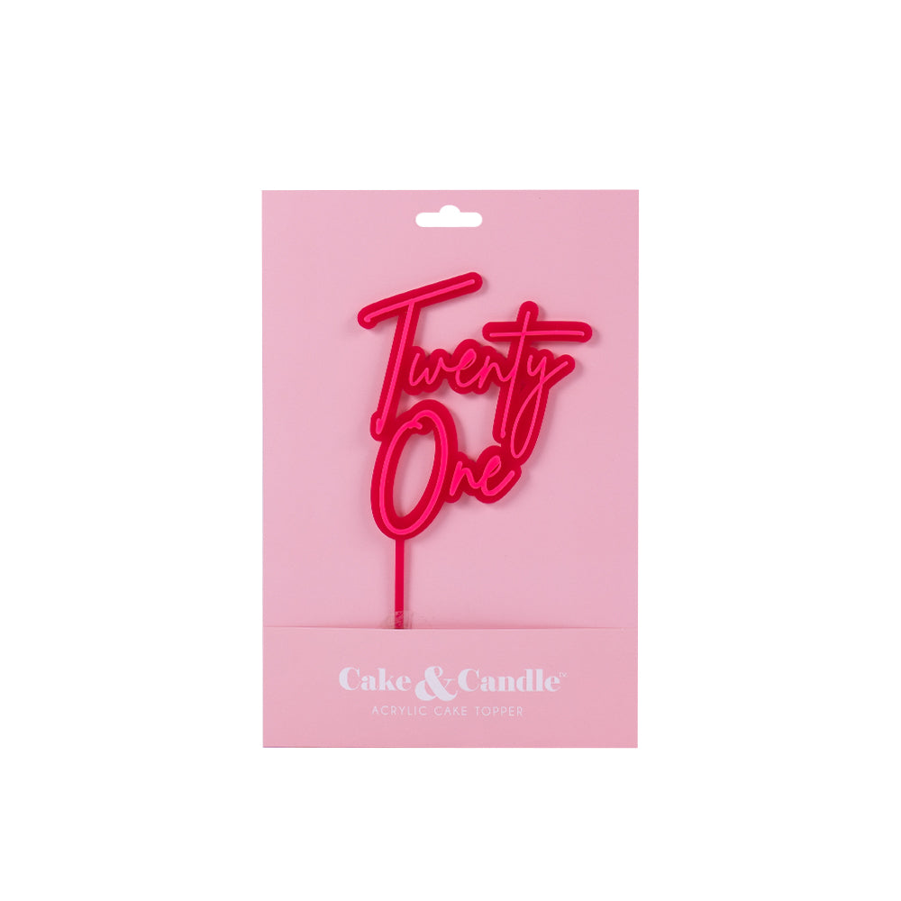Cake & Candle Layered Cake Topper 21 Hot Pink & Pink