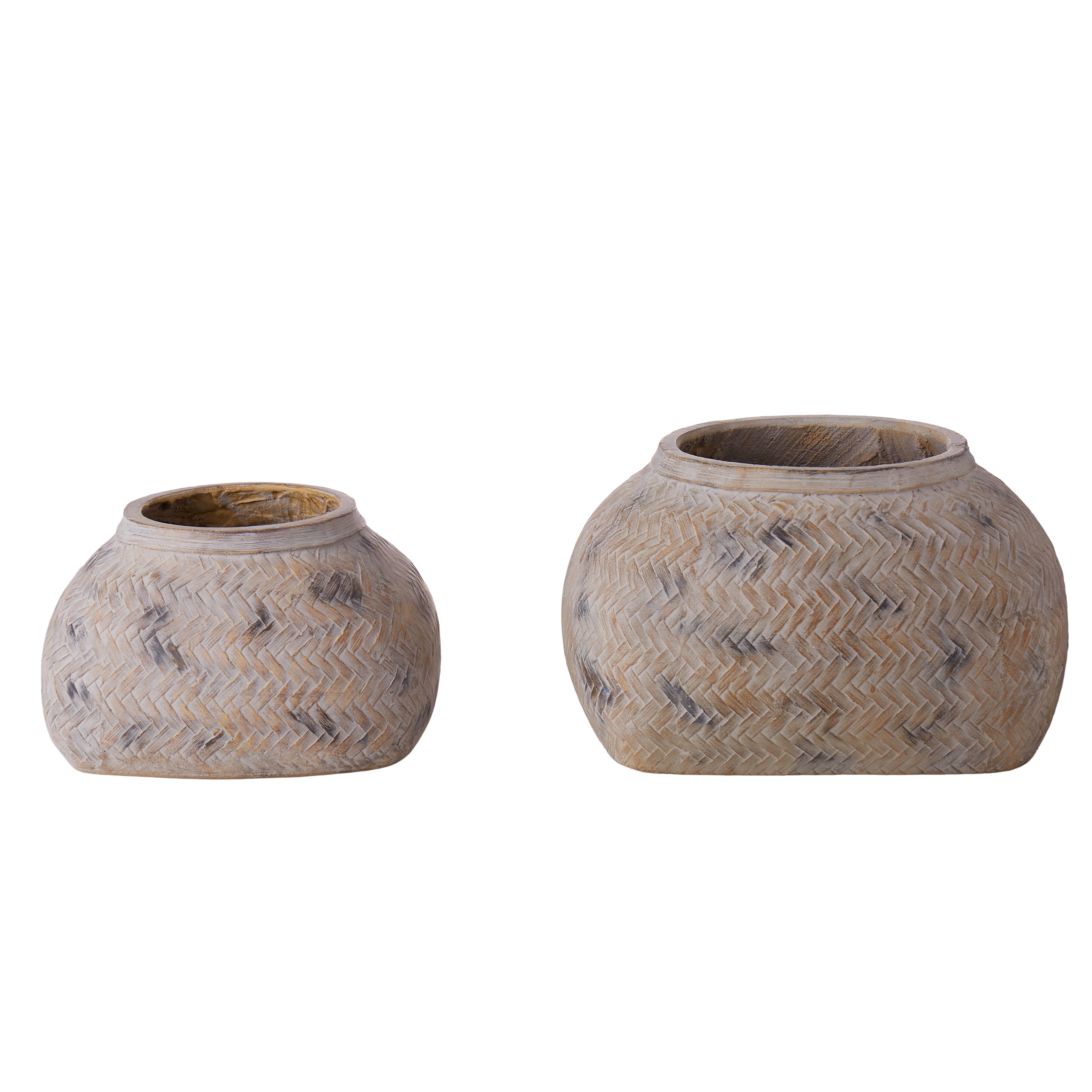 Rogue Distressed Cement Weave Vessel Multi-Coloured 25 x 15cm