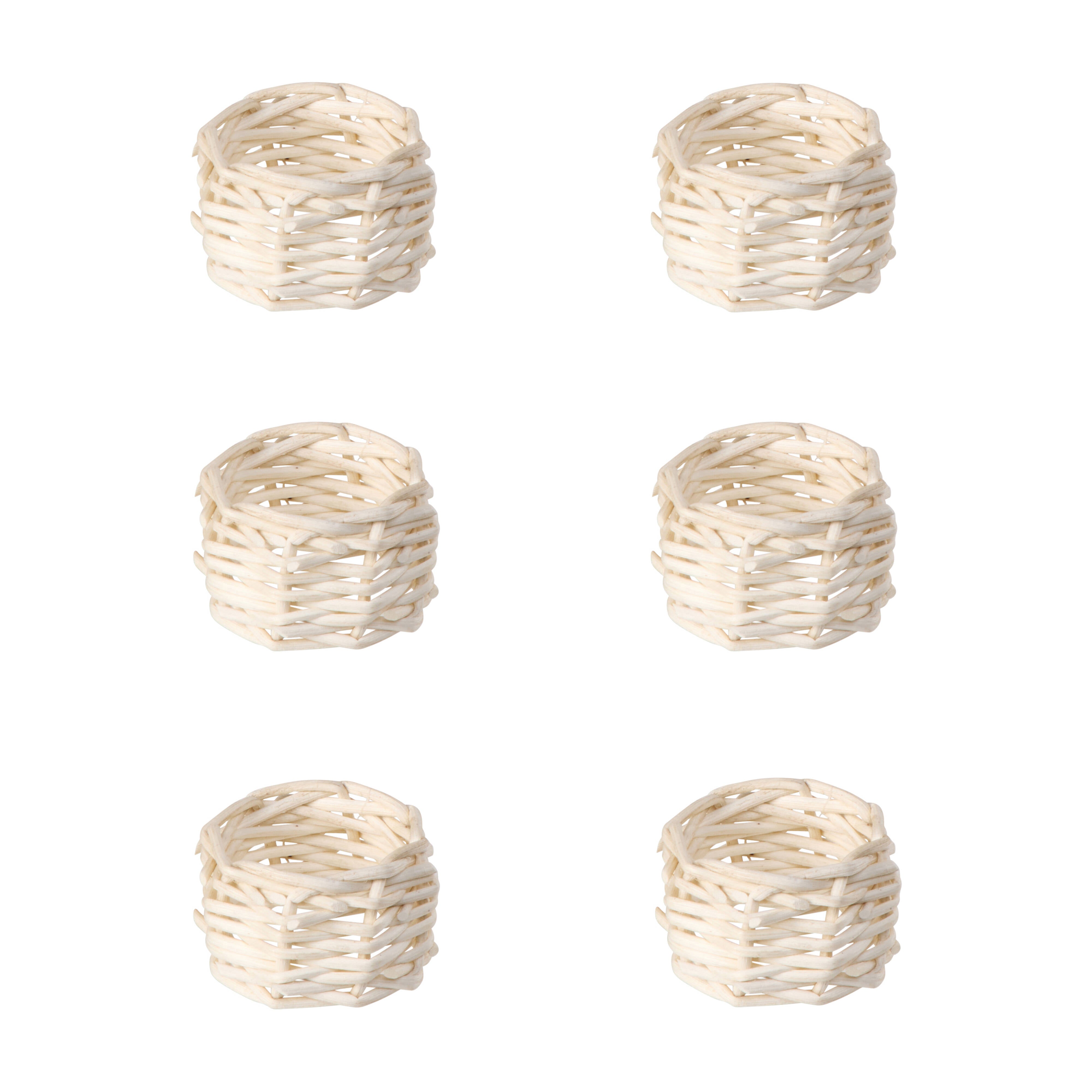 Amalfi Koro Rattan Napkin Rings 6 Piece Set White