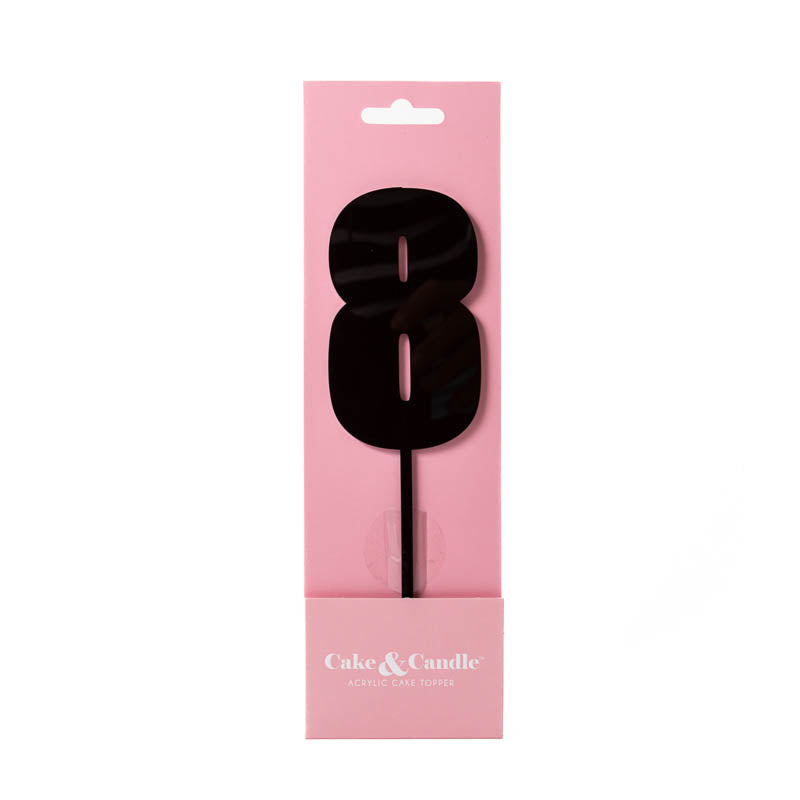 Cake & Candle Mega Number 8 Cake Topper Black