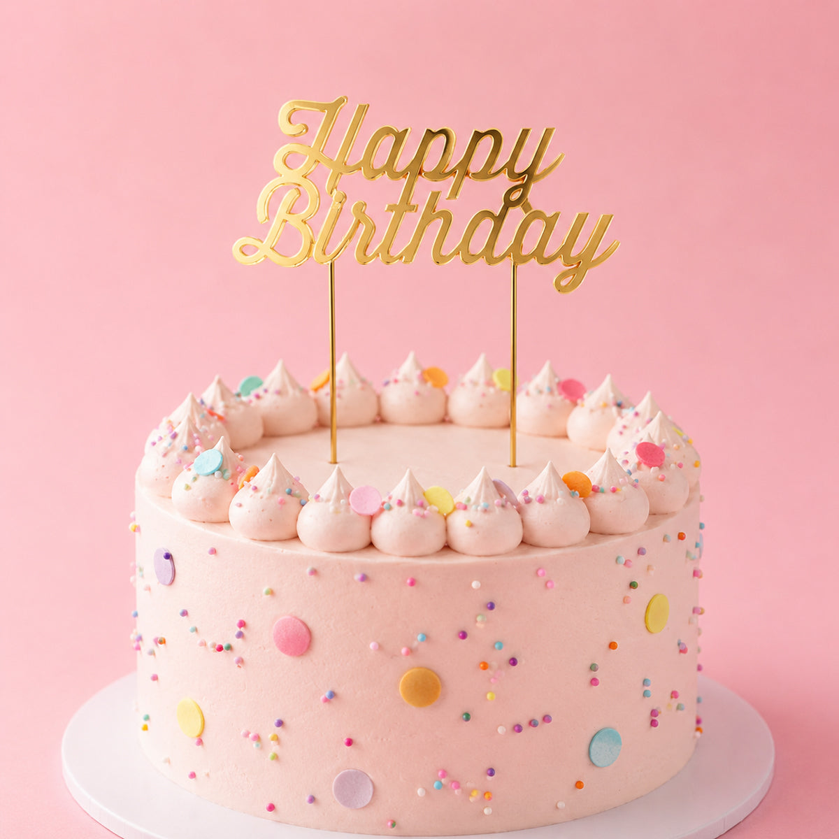 Cake & Candle Gold Plated Cake Topper Happy Birthday 1