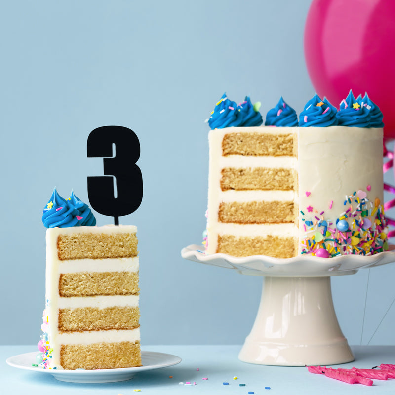 Cake & Candle Mega Number 3 Cake Topper Black