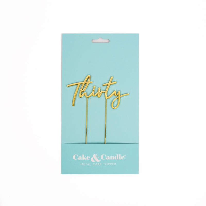 Cake & Candle Plated Cake Topper 30 Gold