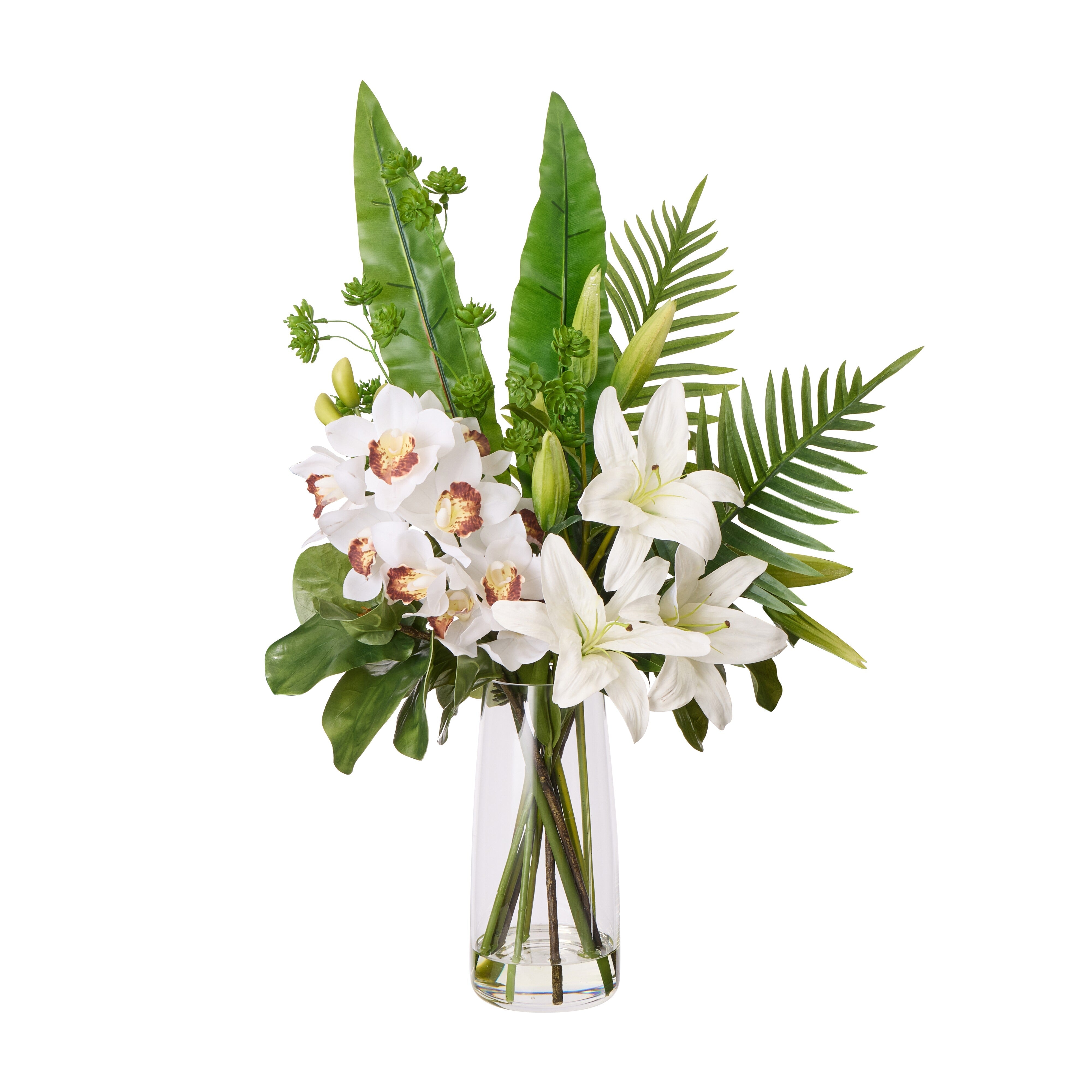 Rogue Lily Fiddle Leaf Mix-Alana Vase White & Green